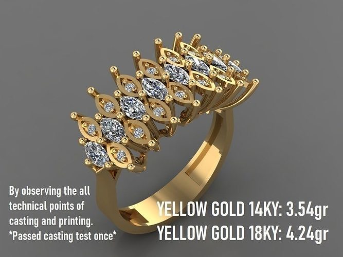 Wedding Engagement Ring With Marquise Stones 23 -  3D print model