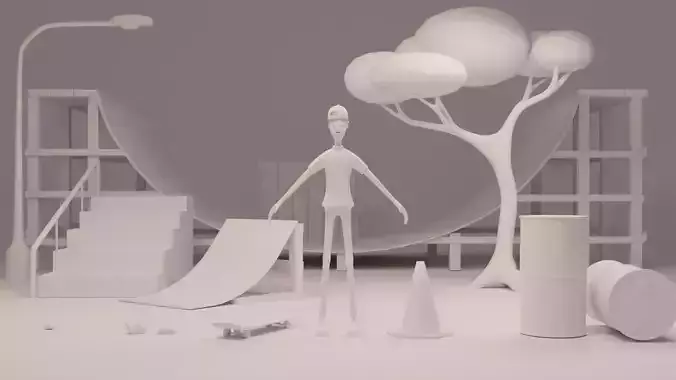 Skater Assets Stylized - Blender 3D model