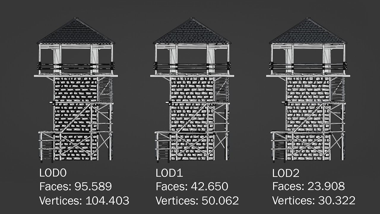 Realistic Medieval Watchtower Low-poly 3D model_12