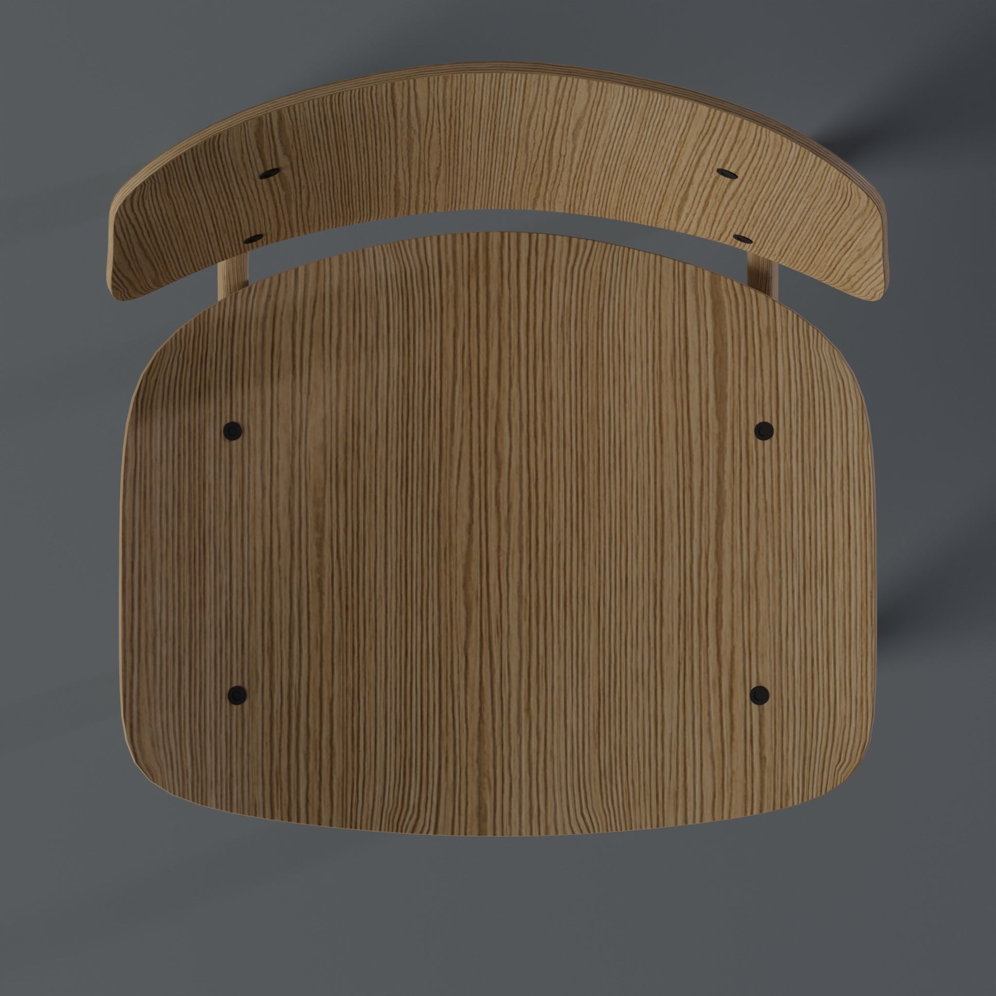 Modern Wooden Chair with Curved Backrest 3D model_2