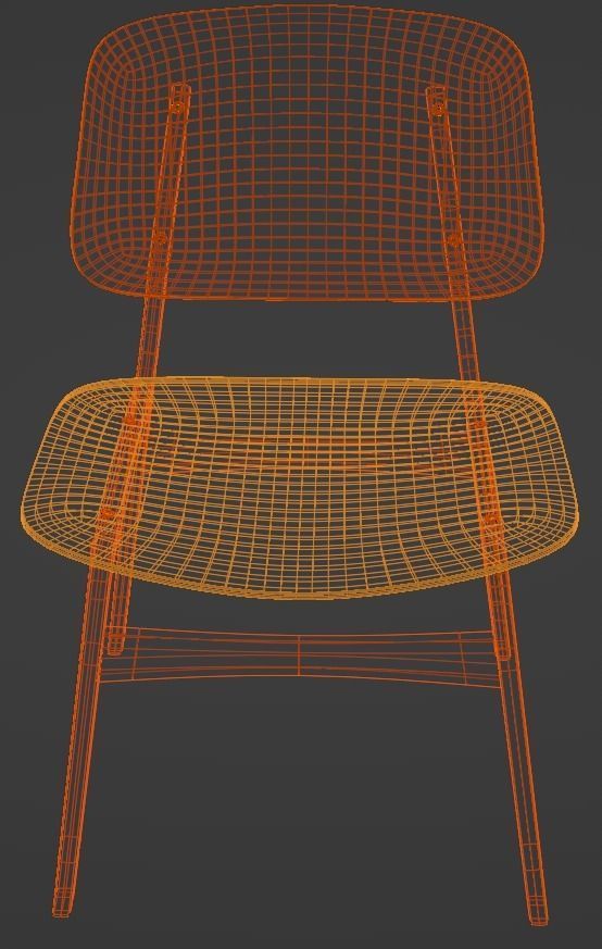 Modern Wooden Chair with Curved Backrest 3D model_5