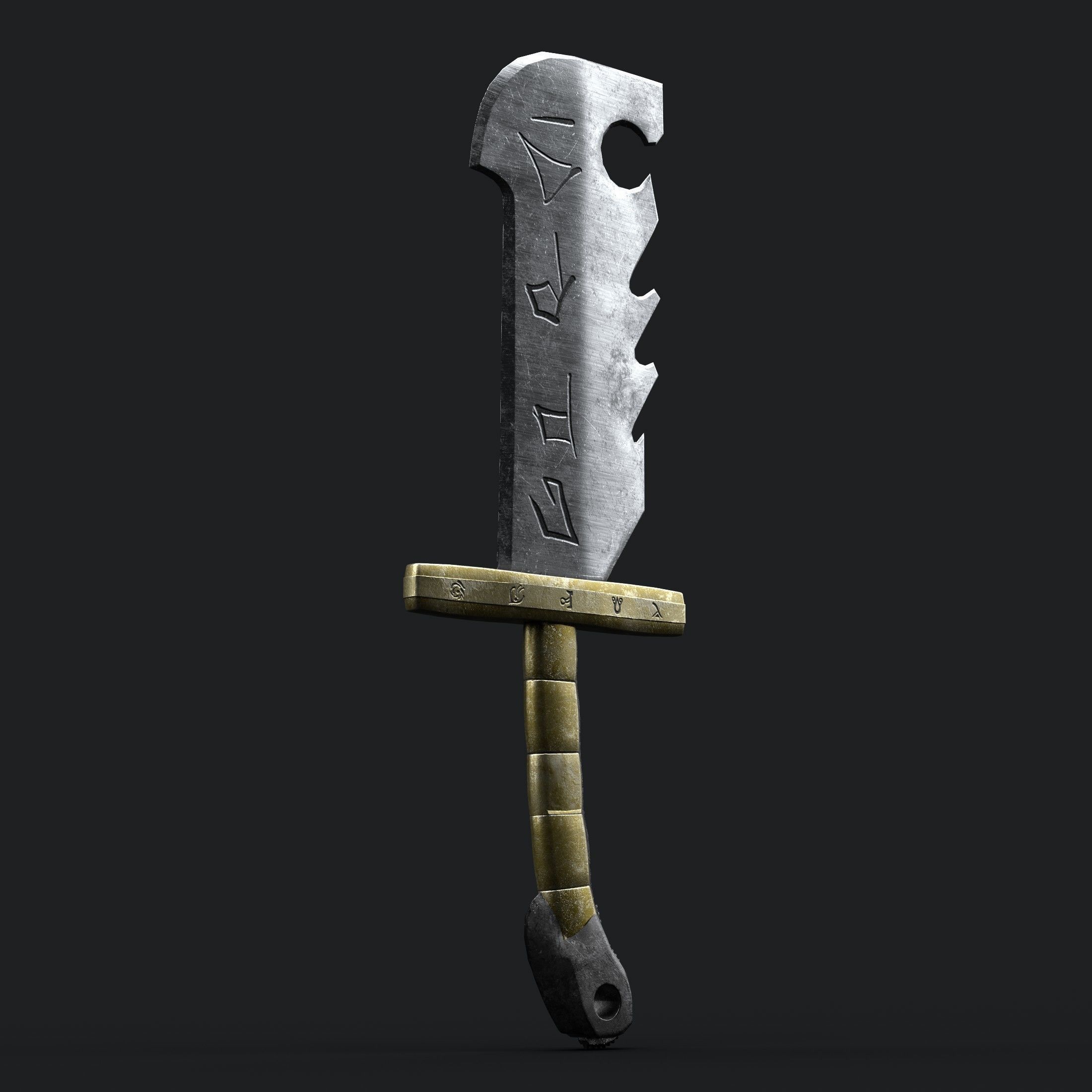 Diablo Inspired Grizzly Sword - Two Handed Low-poly 3D model_5