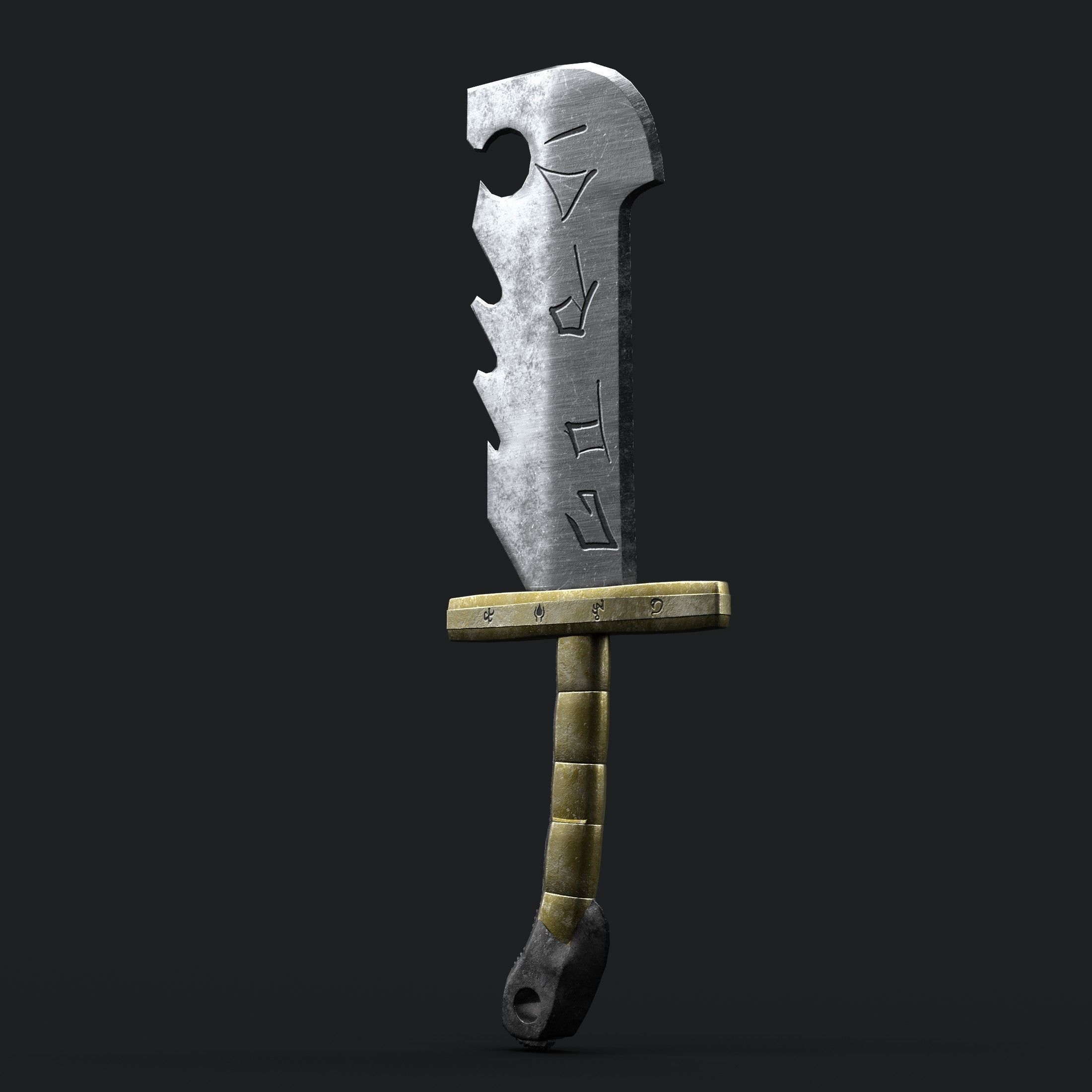 Diablo Inspired Grizzly Sword - Two Handed Low-poly 3D model_4