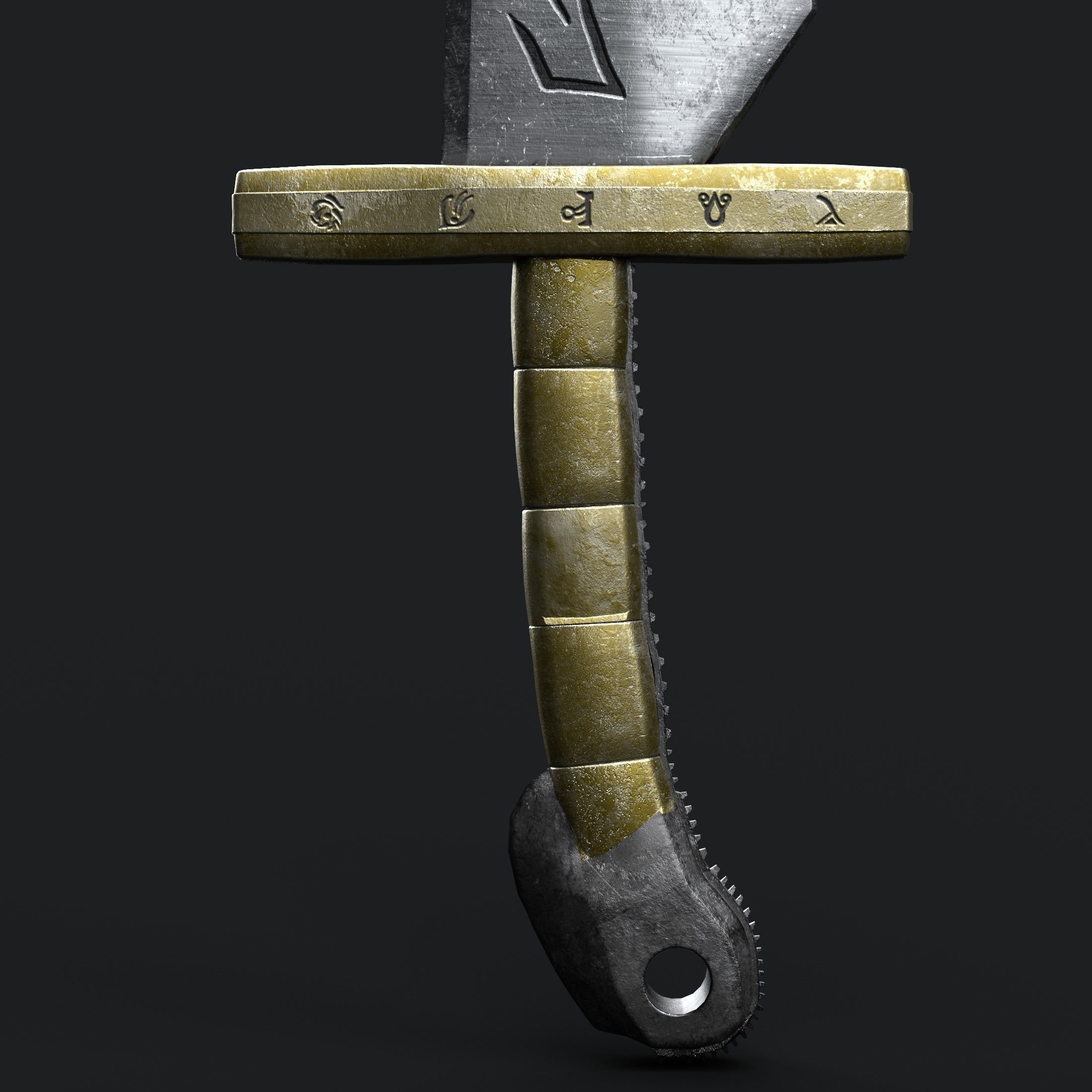 Diablo Inspired Grizzly Sword - Two Handed Low-poly 3D model_8
