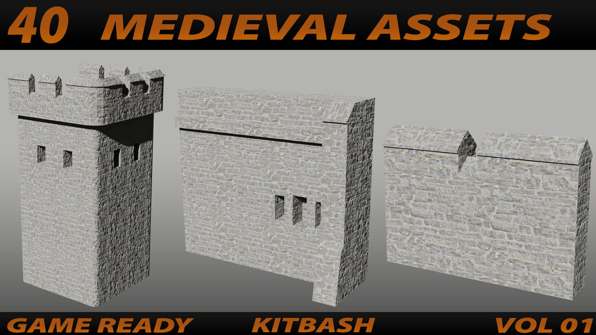MEDIEVAL ASSETS KITBASH VOL 01 Low-poly 3D model_5