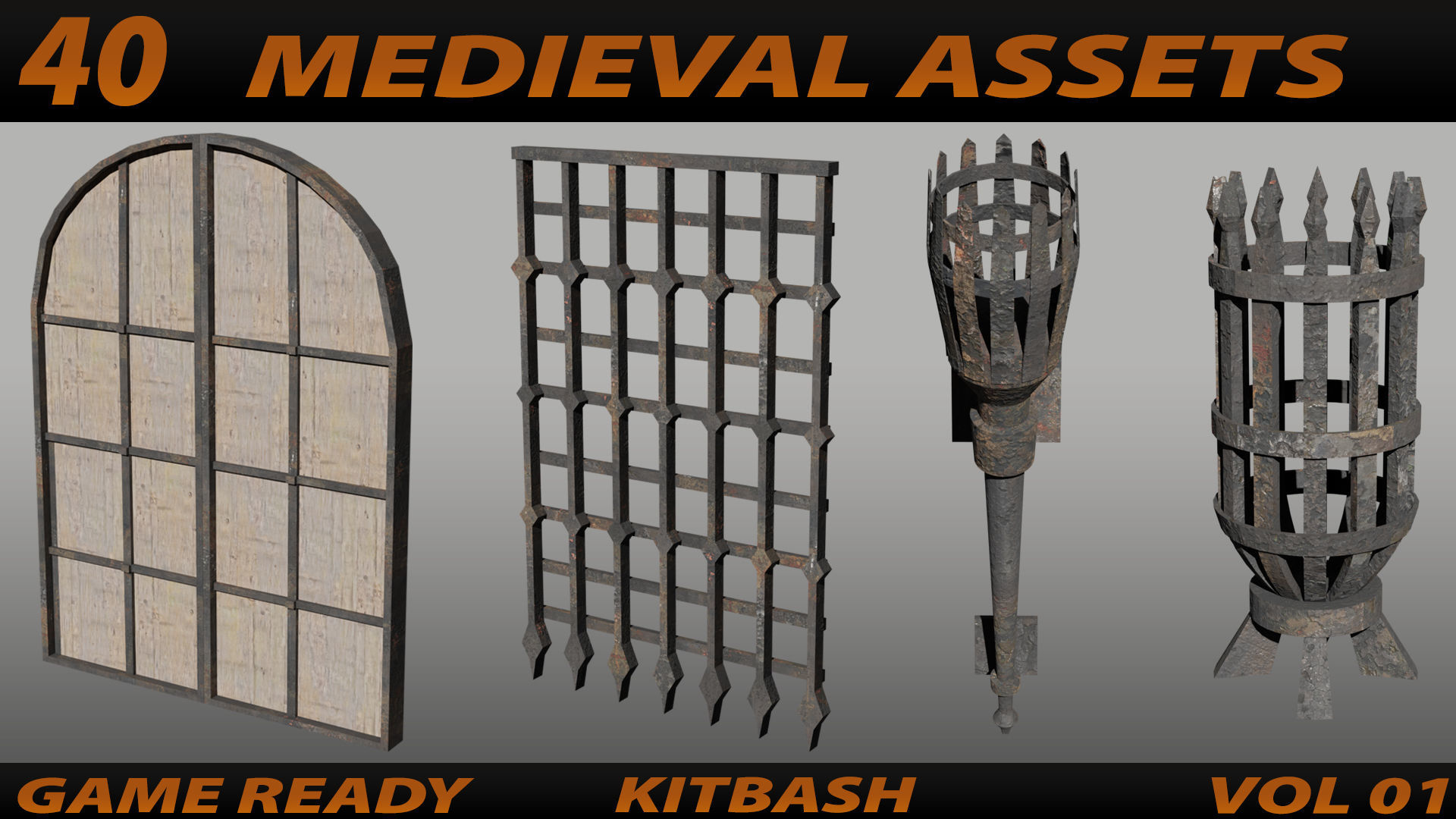 MEDIEVAL ASSETS KITBASH VOL 01 Low-poly 3D model_11