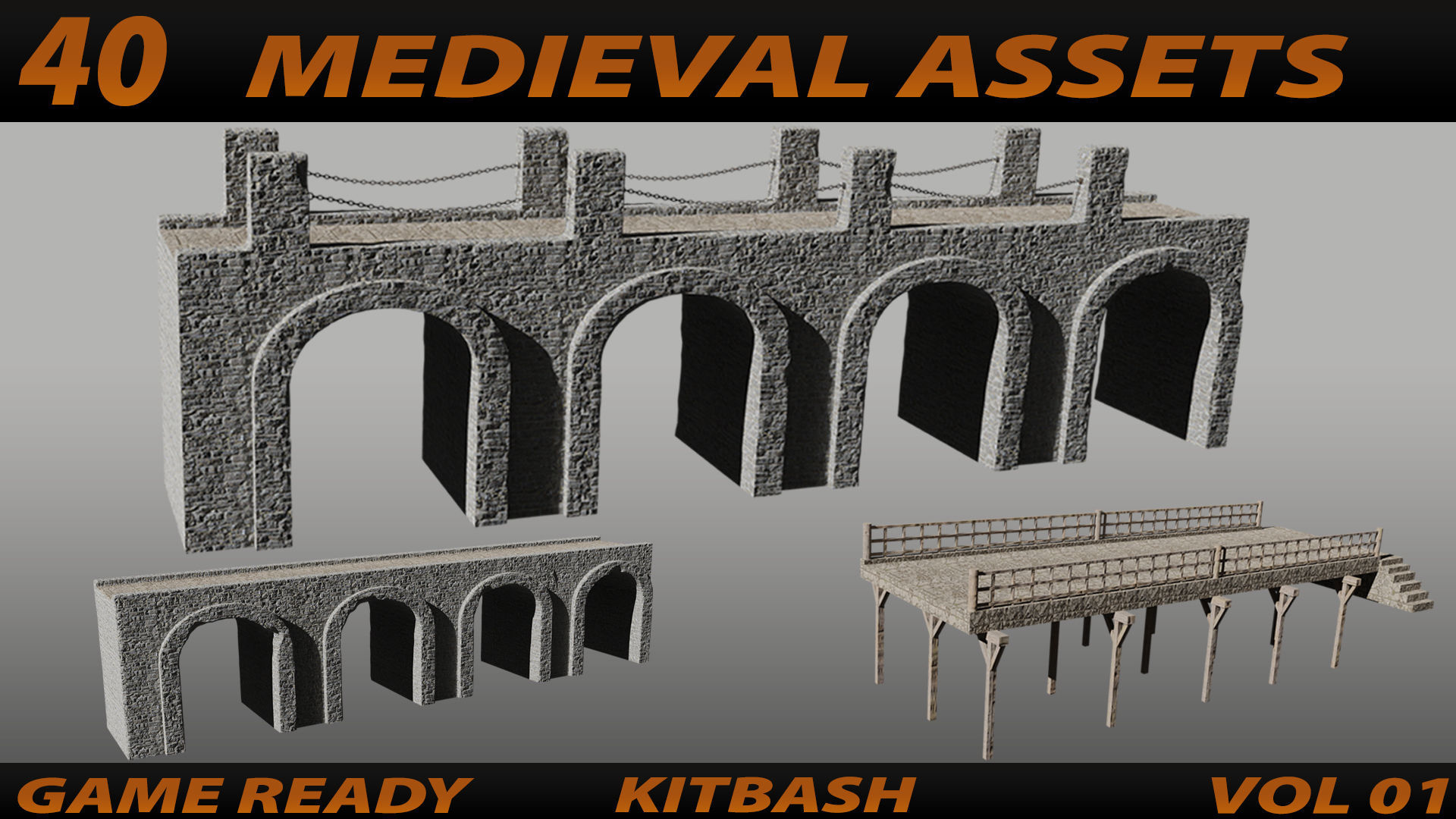 MEDIEVAL ASSETS KITBASH VOL 01 Low-poly 3D model_7