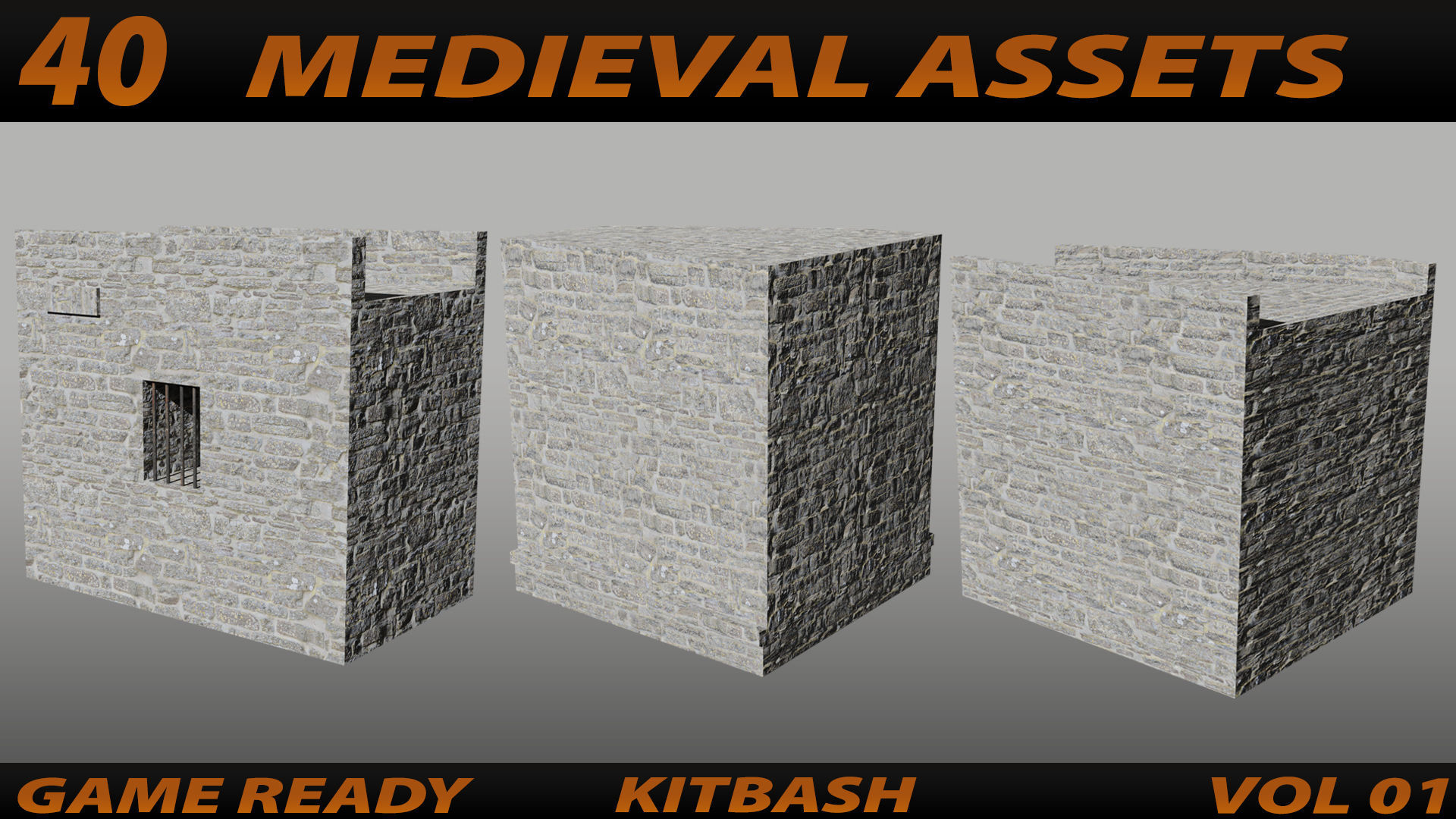 MEDIEVAL ASSETS KITBASH VOL 01 Low-poly 3D model_4