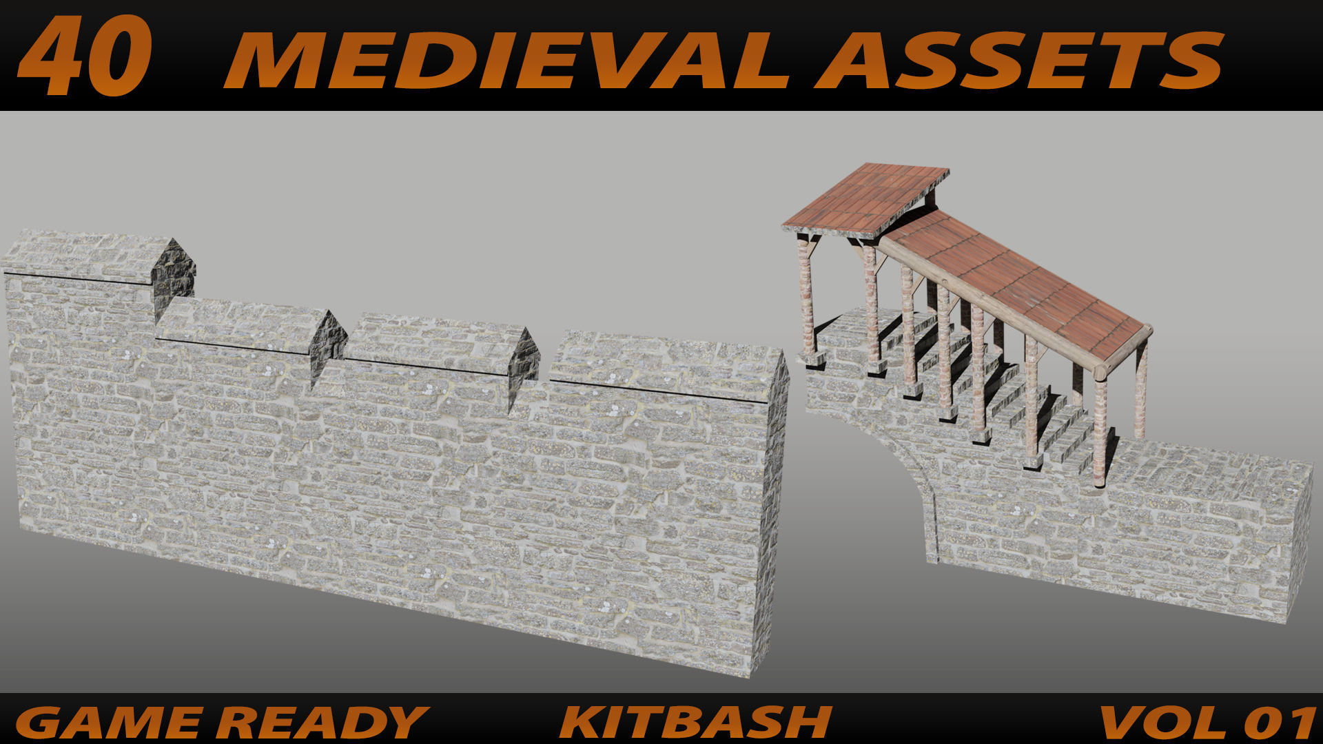 MEDIEVAL ASSETS KITBASH VOL 01 Low-poly 3D model_10