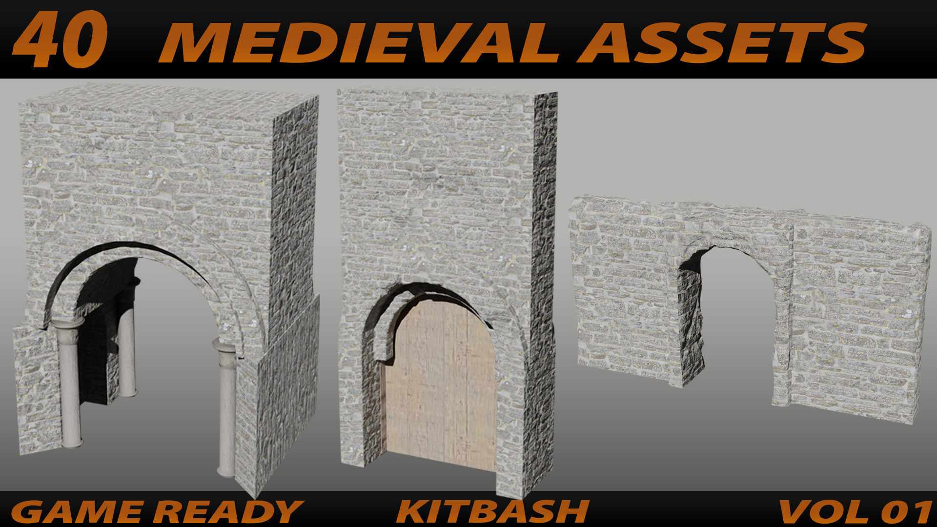 MEDIEVAL ASSETS KITBASH VOL 01 Low-poly 3D model_3
