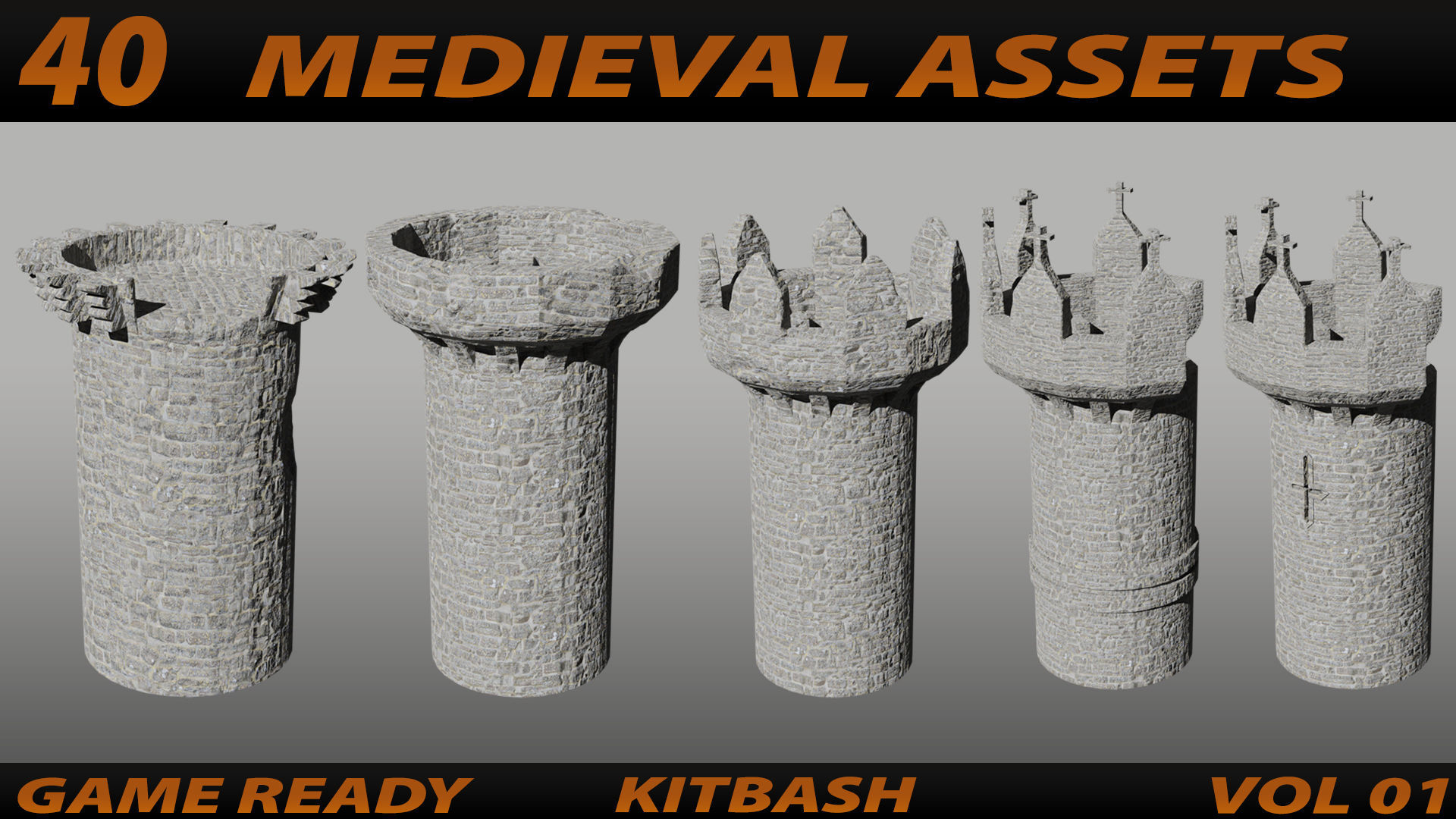 MEDIEVAL ASSETS KITBASH VOL 01 Low-poly 3D model_1