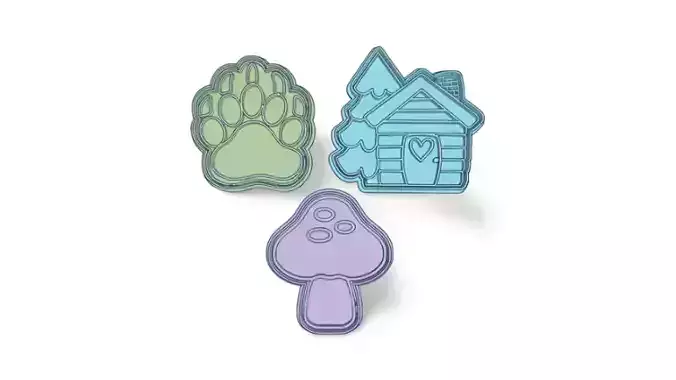 SET CORTANTE MARCADOR GARRA OSO BEAR CASA BOSQUE WOODLAND  3D print model