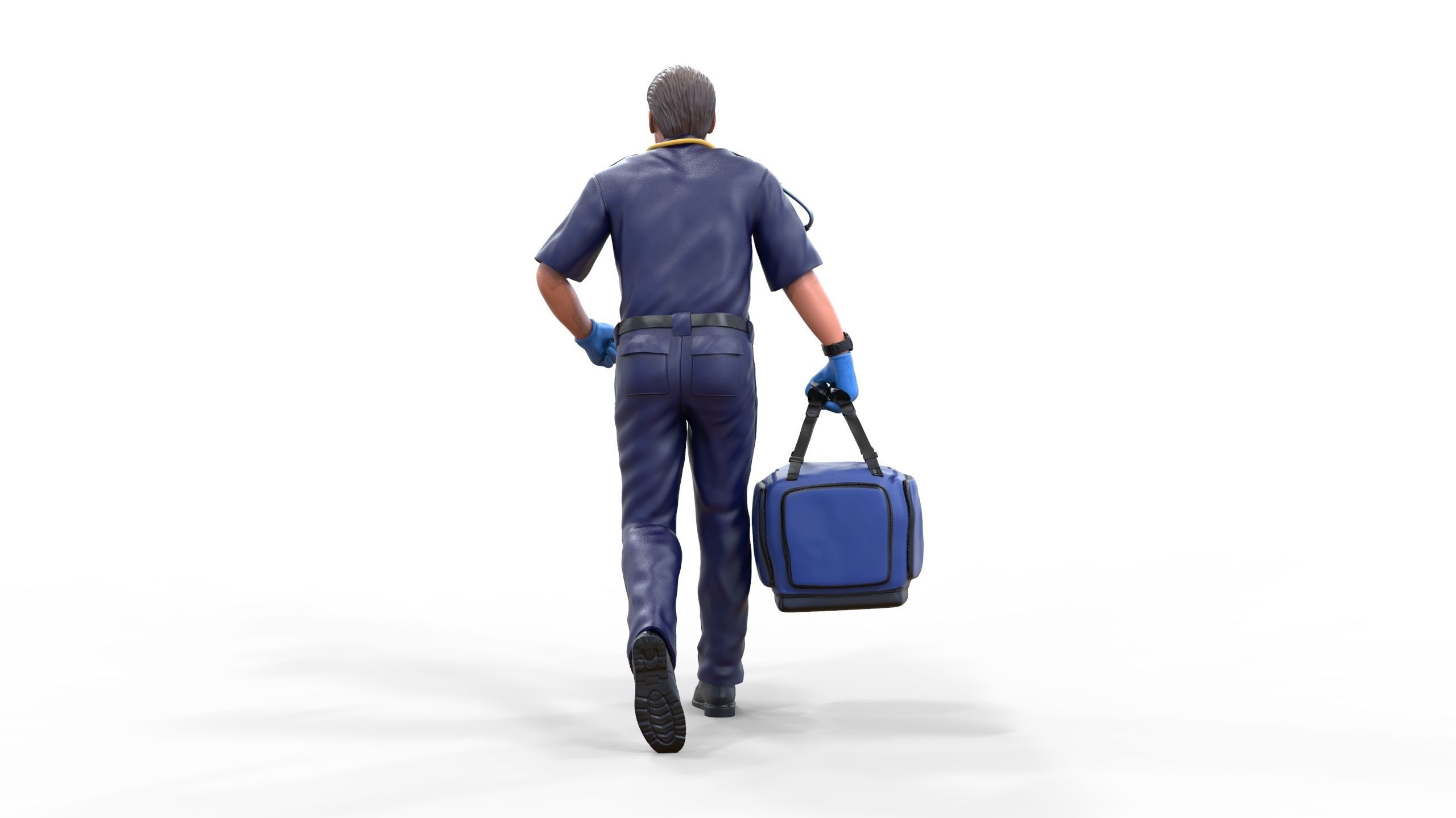 N1 paramedic emergency service running with bag 3D print model_9