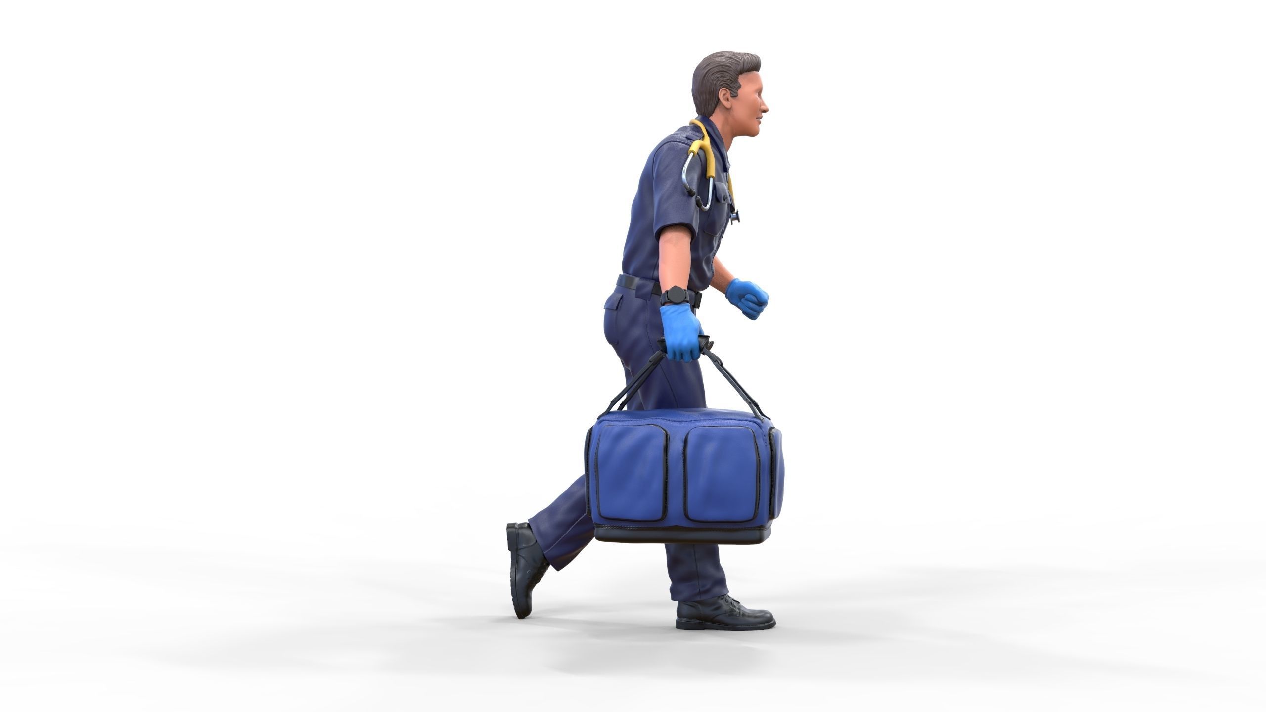 N1 paramedic emergency service running with bag 3D print model_18