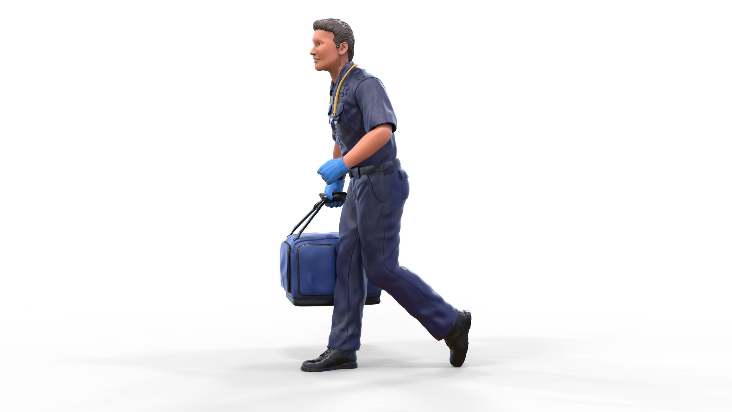 N1 paramedic emergency service running with bag 3D print model_2