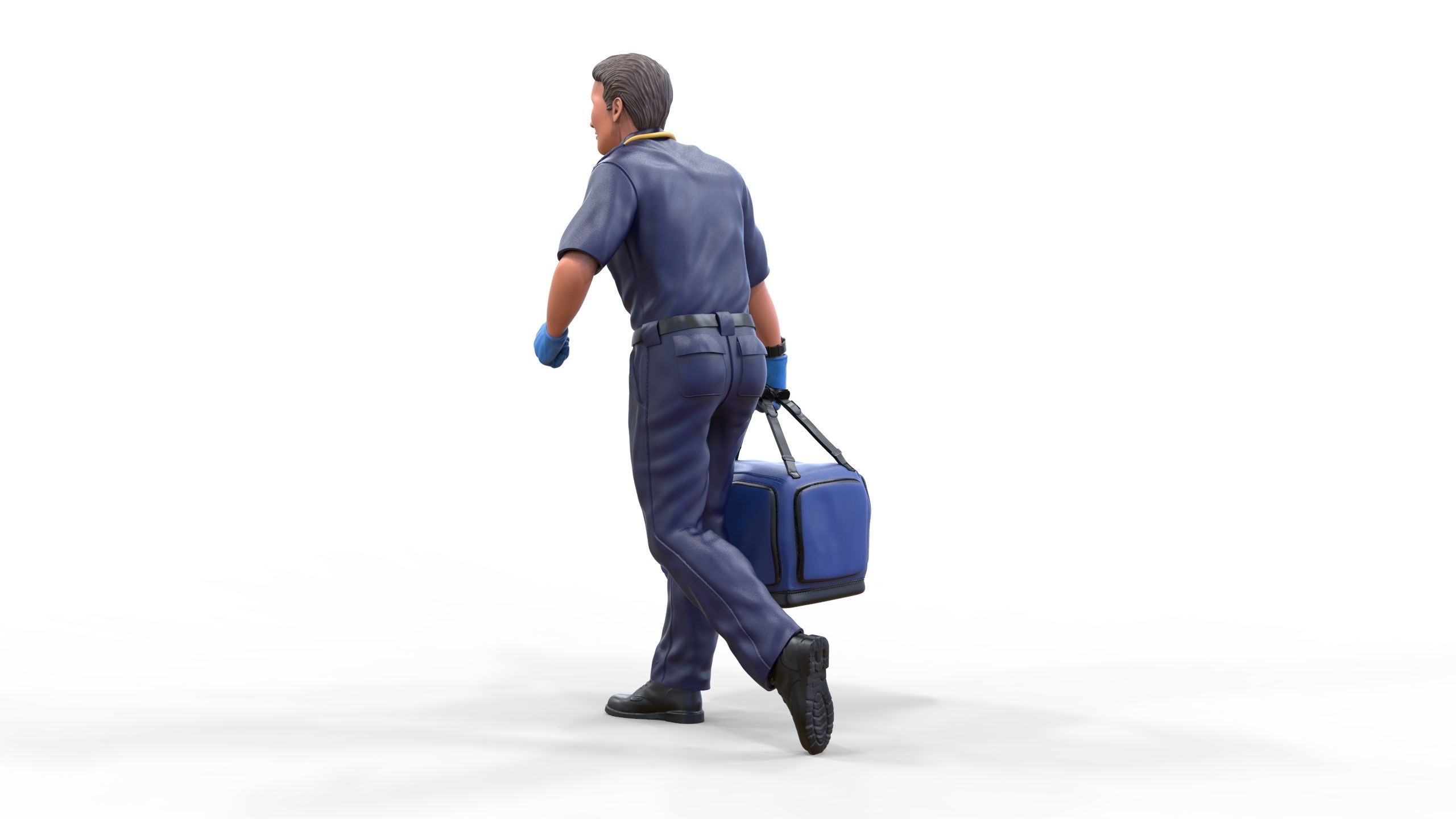 N1 paramedic emergency service running with bag 3D print model_6