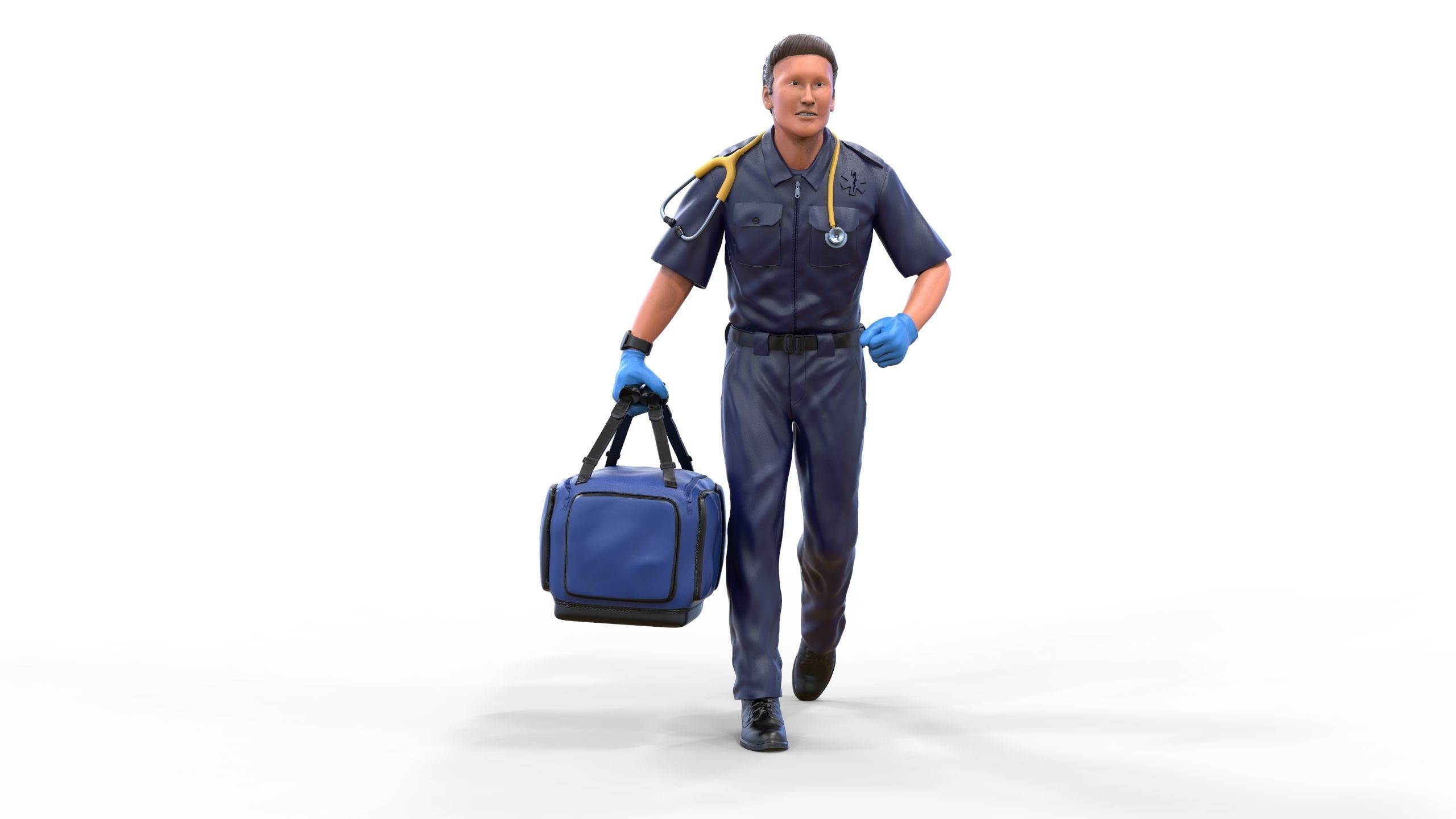 N1 paramedic emergency service running with bag 3D print model_21
