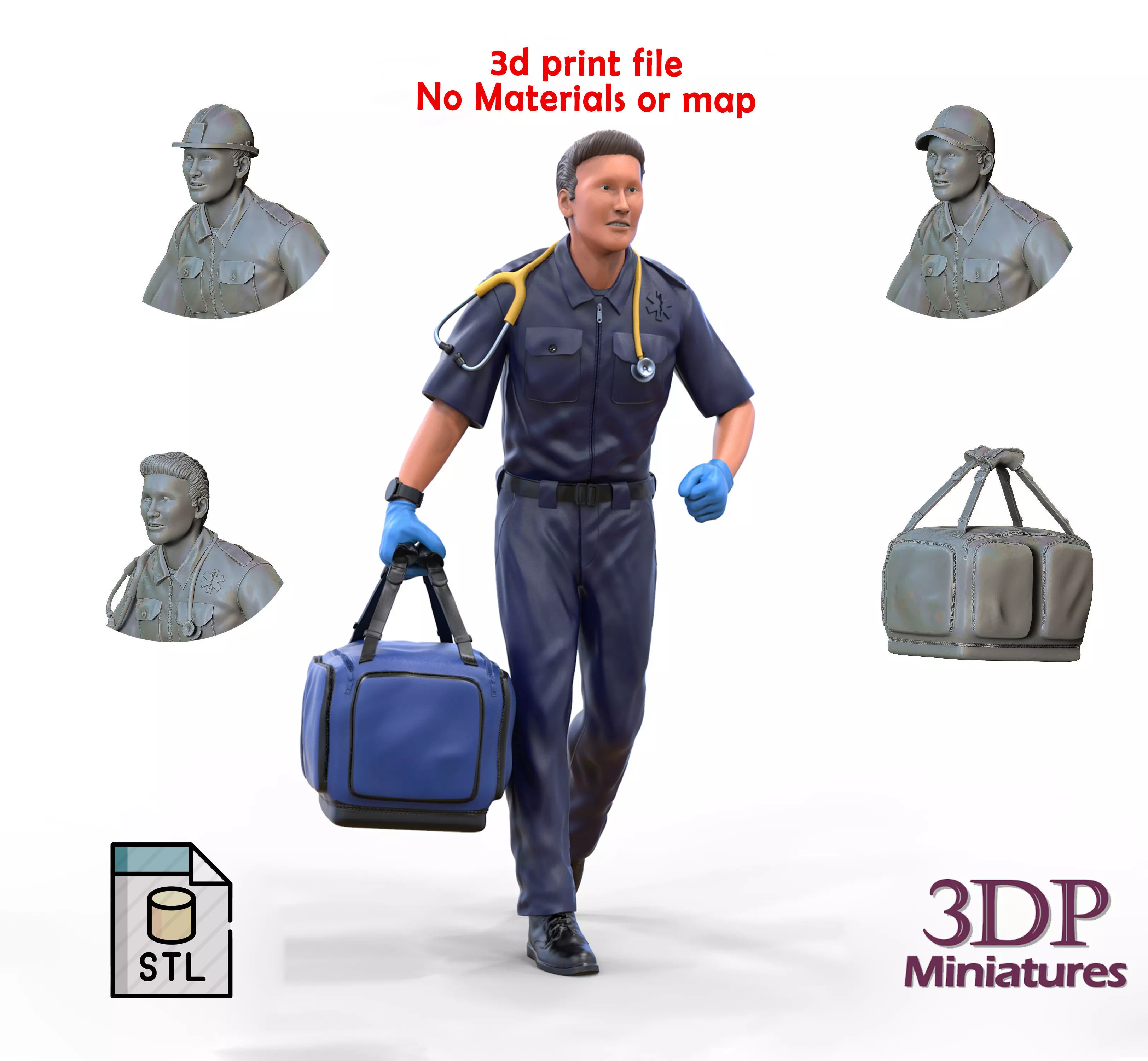 N1 paramedic emergency service running with bag 3D print model_0