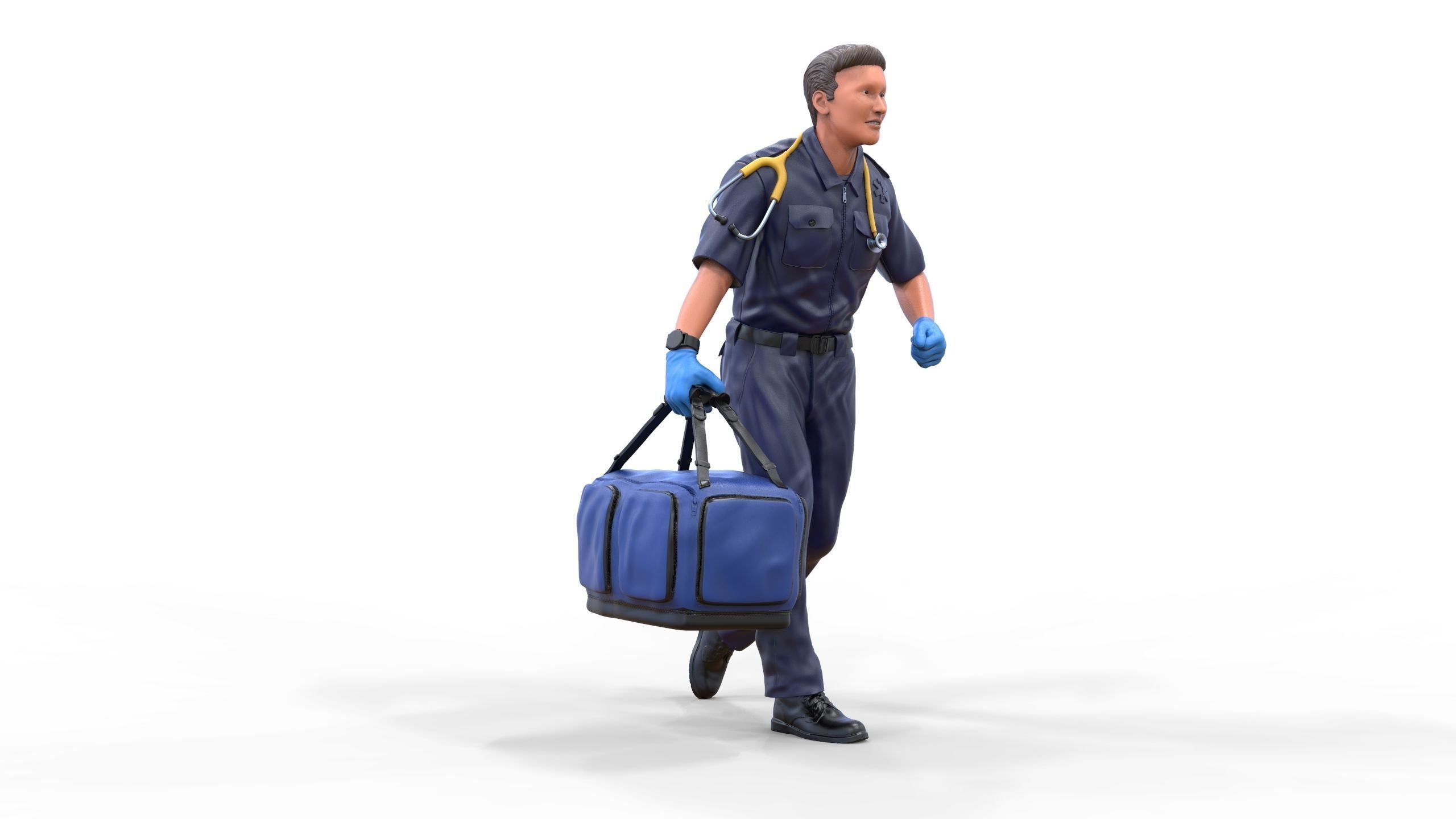 N1 paramedic emergency service running with bag 3D print model_19
