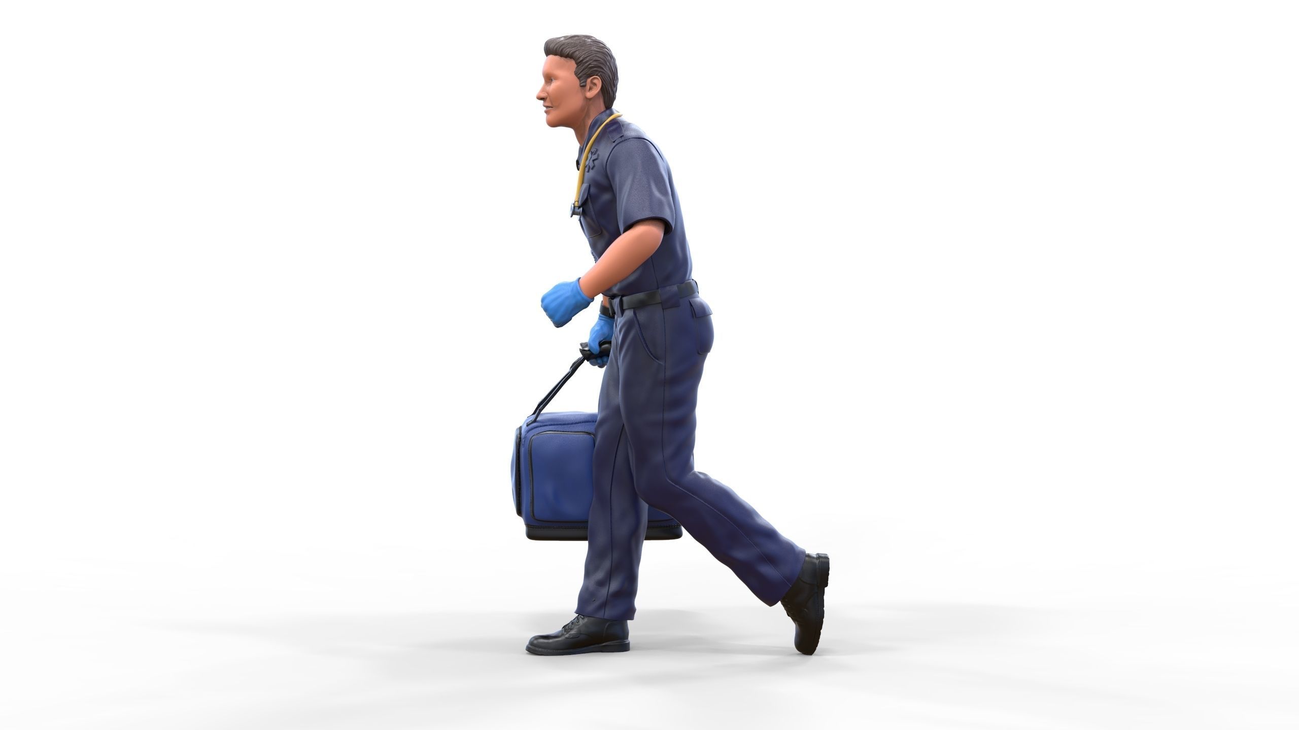 N1 paramedic emergency service running with bag 3D print model_1