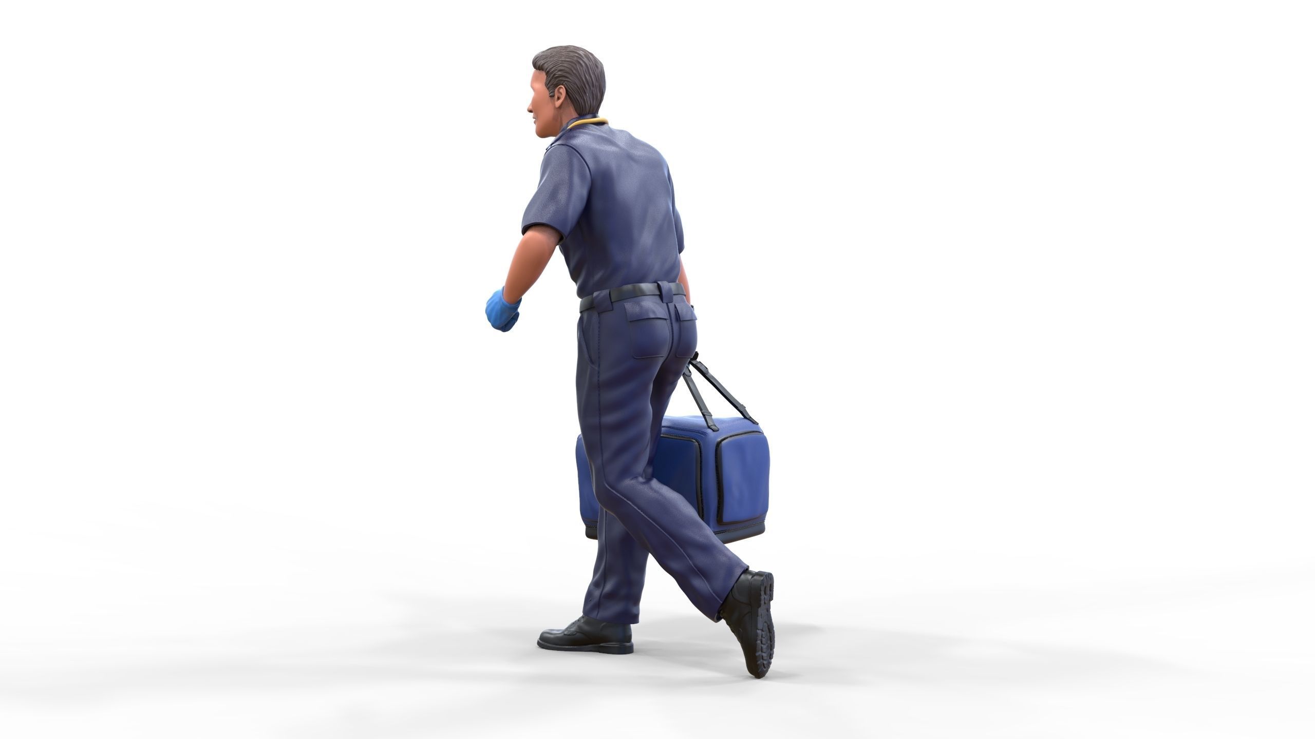 N1 paramedic emergency service running with bag 3D print model_5