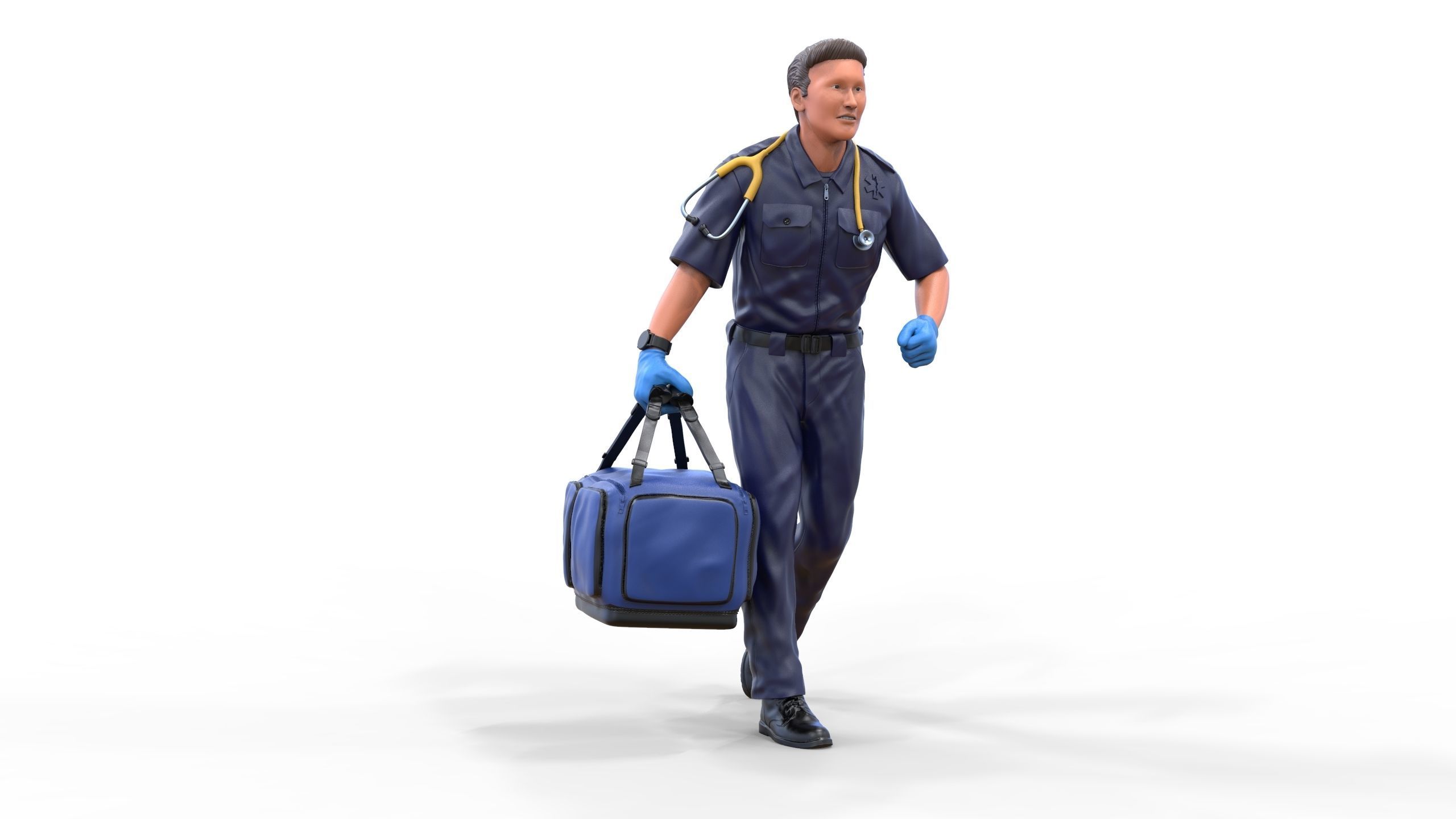 N1 paramedic emergency service running with bag 3D print model_17