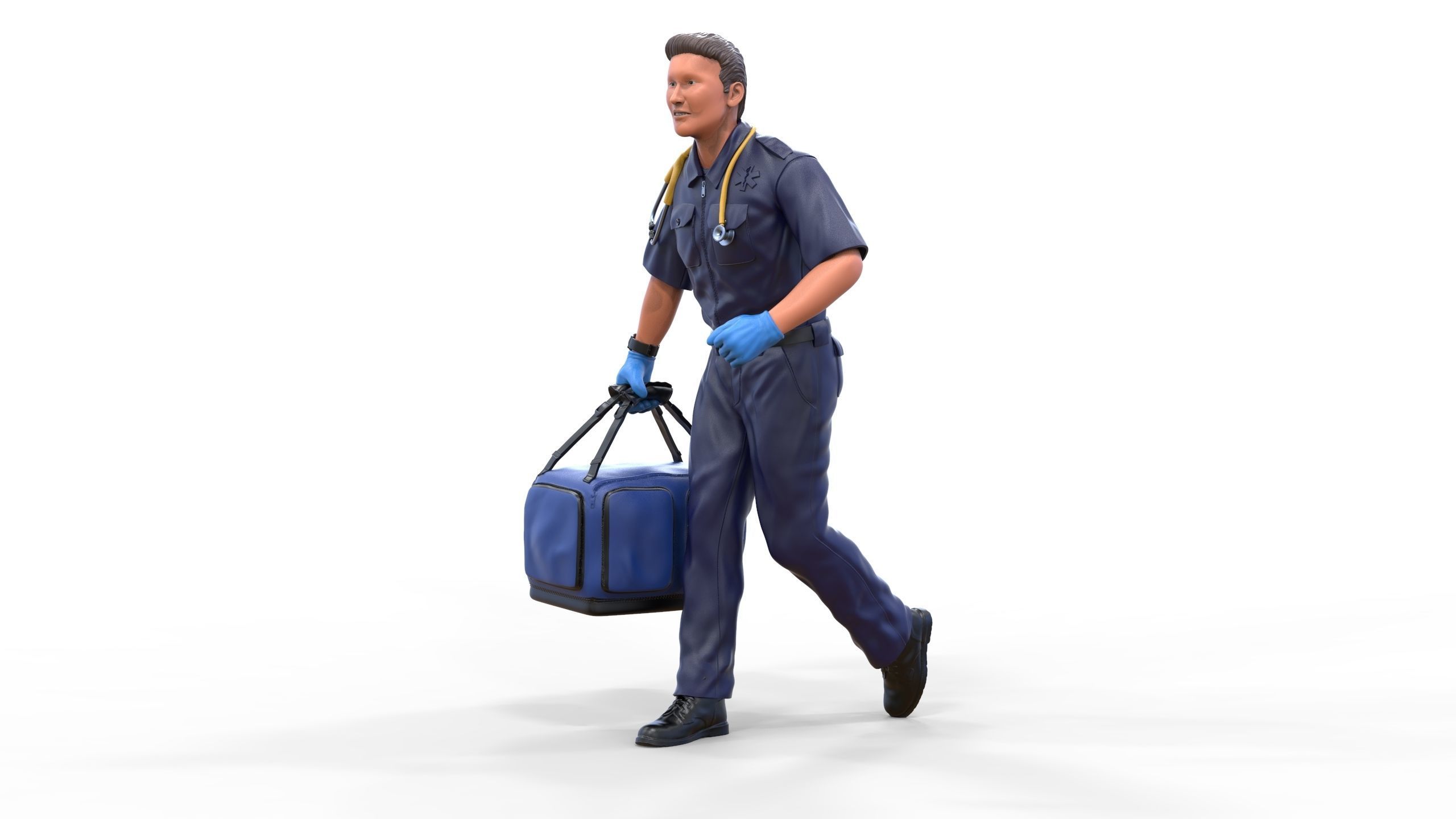 N1 paramedic emergency service running with bag 3D print model_23