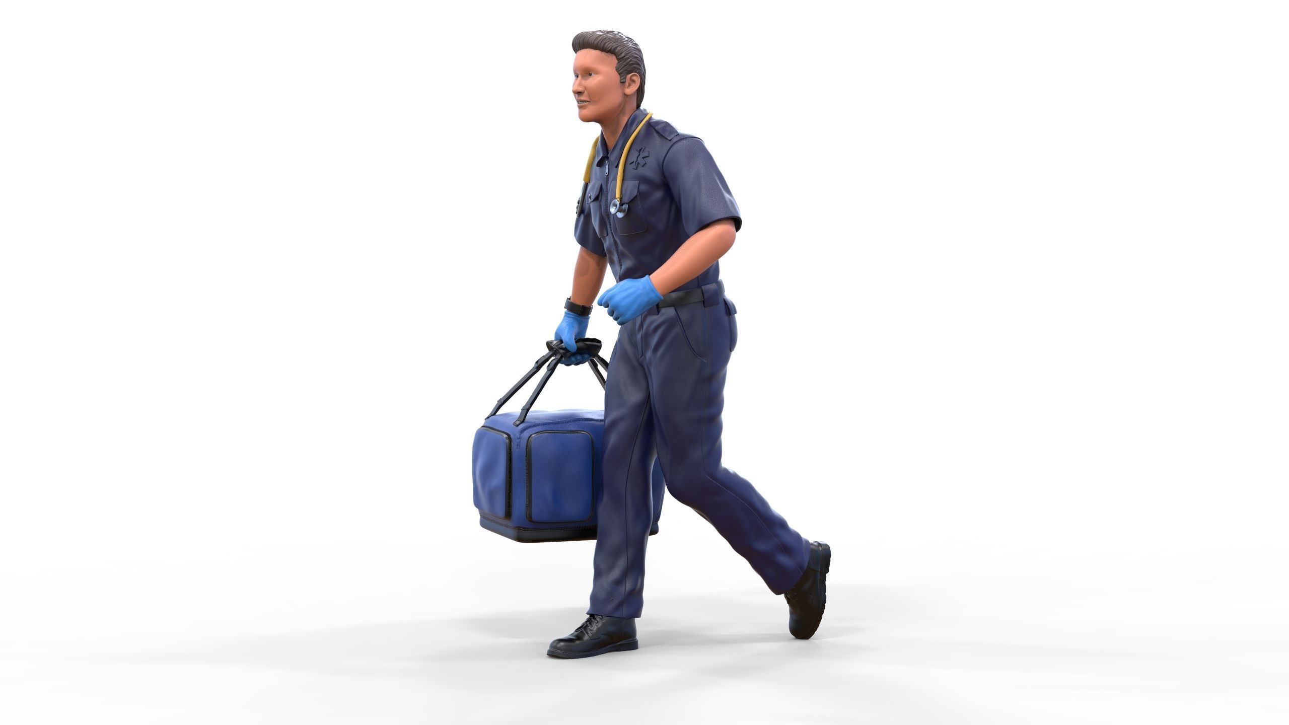 N1 paramedic emergency service running with bag 3D print model_24