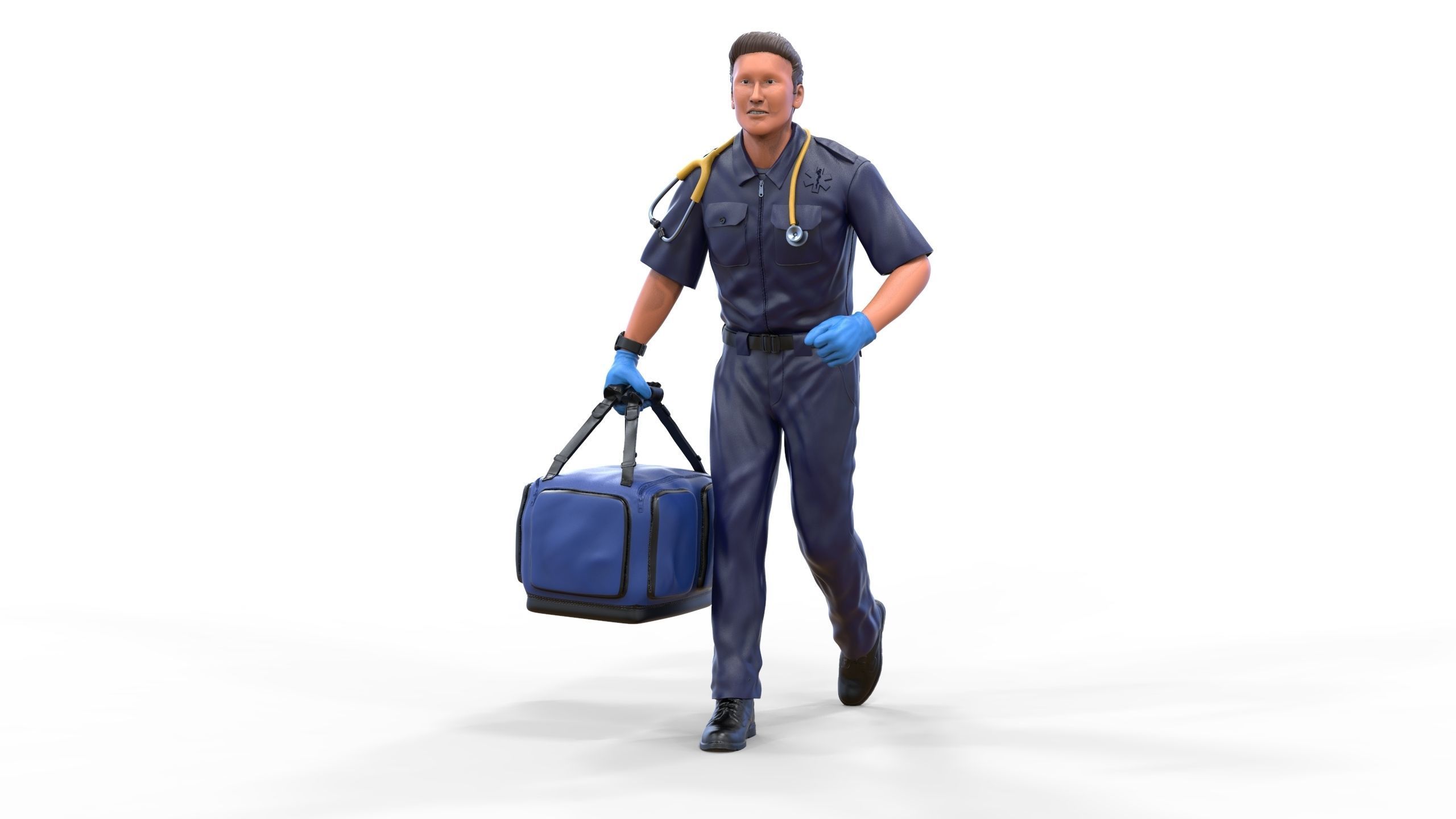 N1 paramedic emergency service running with bag 3D print model_22