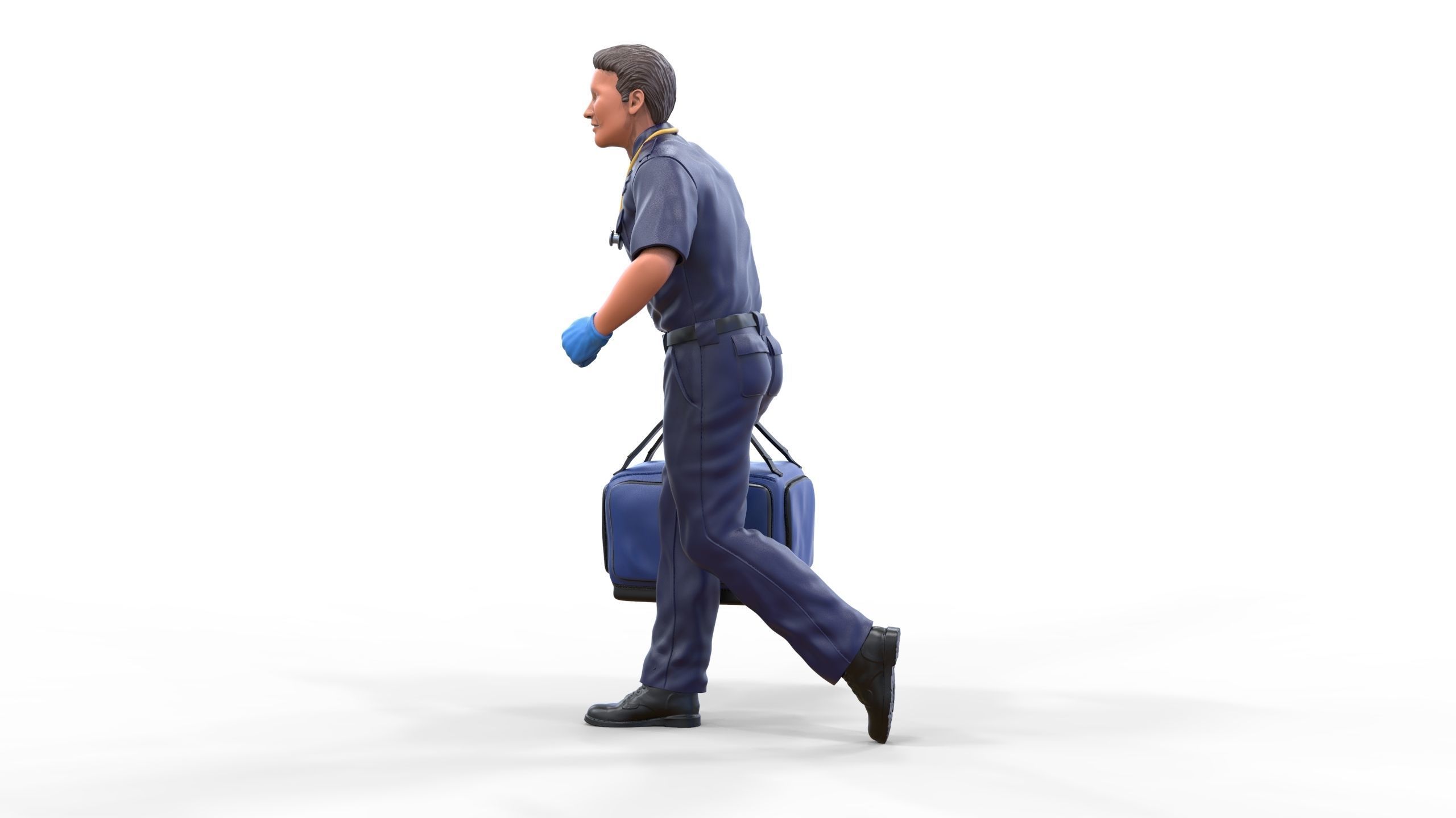 N1 paramedic emergency service running with bag 3D print model_3
