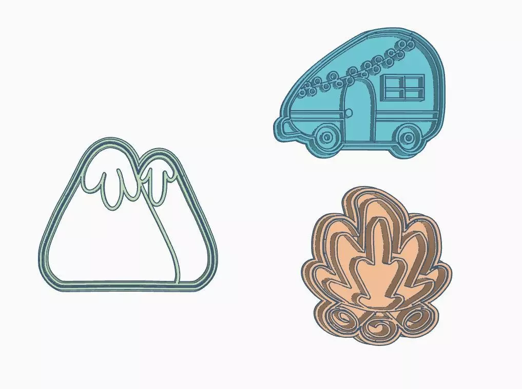 SET X 3 CORTANETS BOSQUE WOODLAND MONTANA FUEGO FIRE COOKIES 3D print model