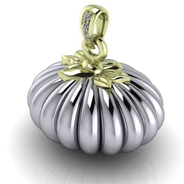 Pumpkin charm necklace vegetable  garden pendant haloween 3D print model_11