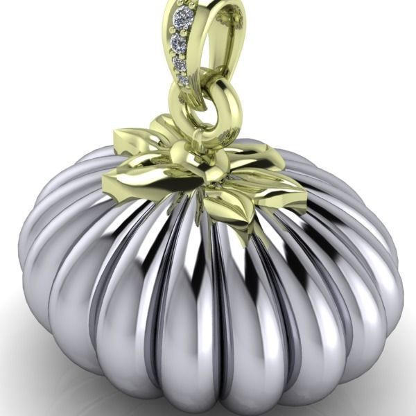 Pumpkin charm necklace vegetable  garden pendant haloween 3D print model_10