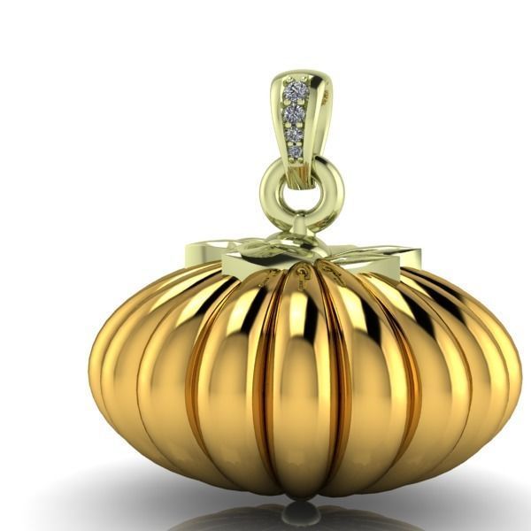 Pumpkin charm necklace vegetable  garden pendant haloween 3D print model_5