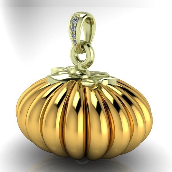 Pumpkin charm necklace vegetable  garden pendant haloween 3D print model_2