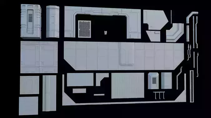 Sci-Fi Panel SET 2 3D model