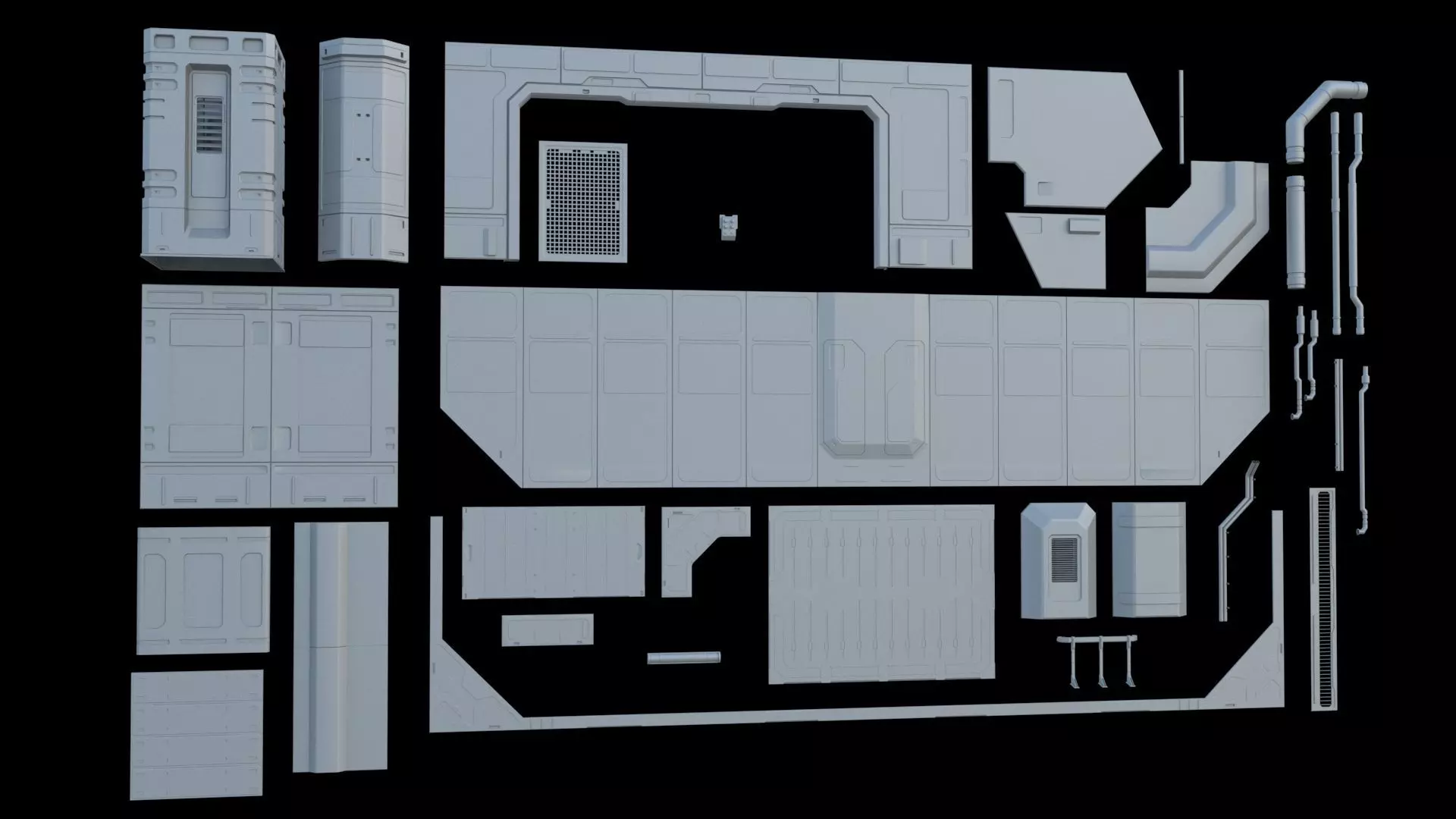 Sci-Fi Panel SET 2 3D model_0