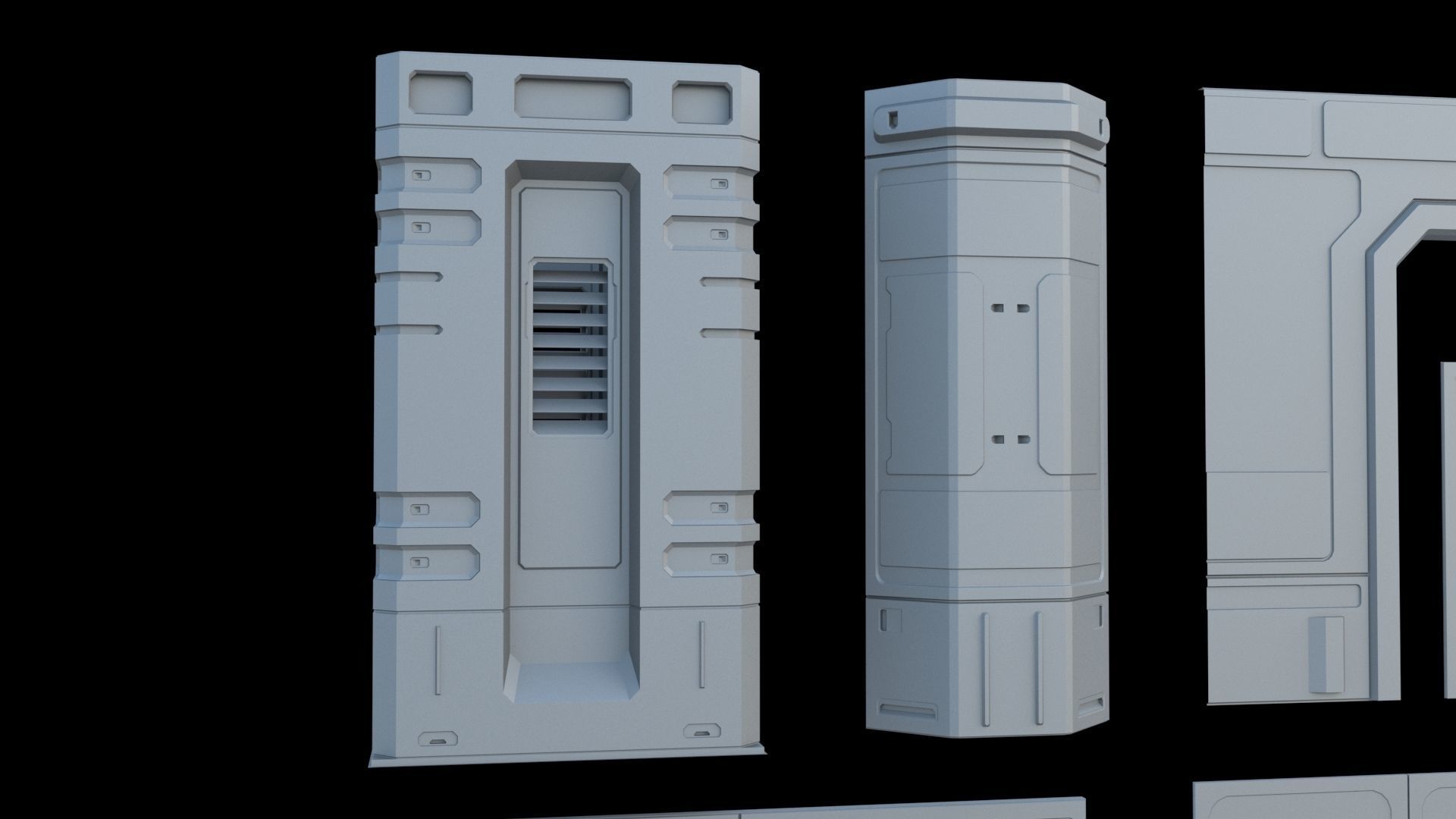 Sci-Fi Panel SET 2 3D model_2
