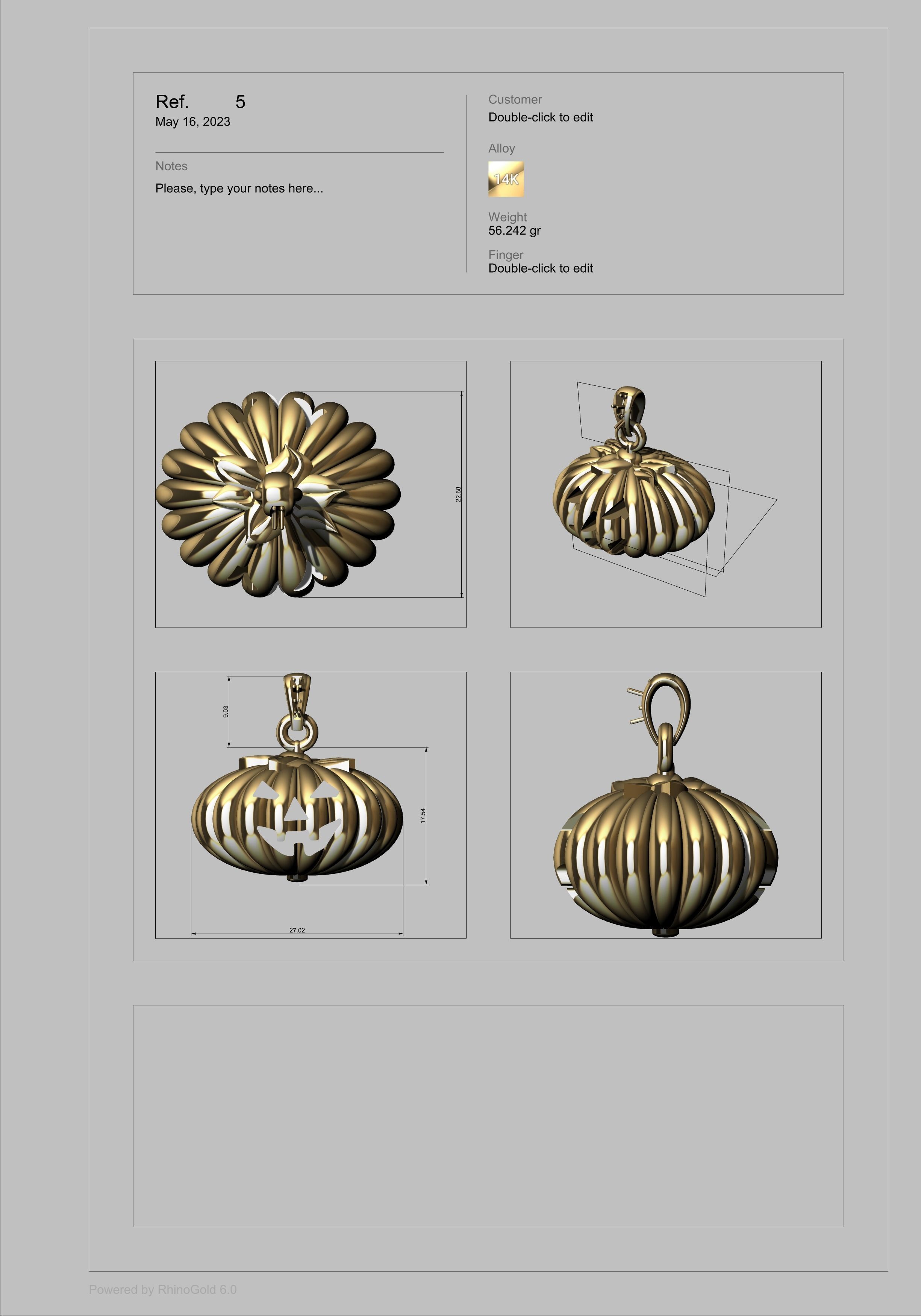 Halloween Pumpkin Necklace Pendant Jewelry Charm Horror Gifts 3D print model_8