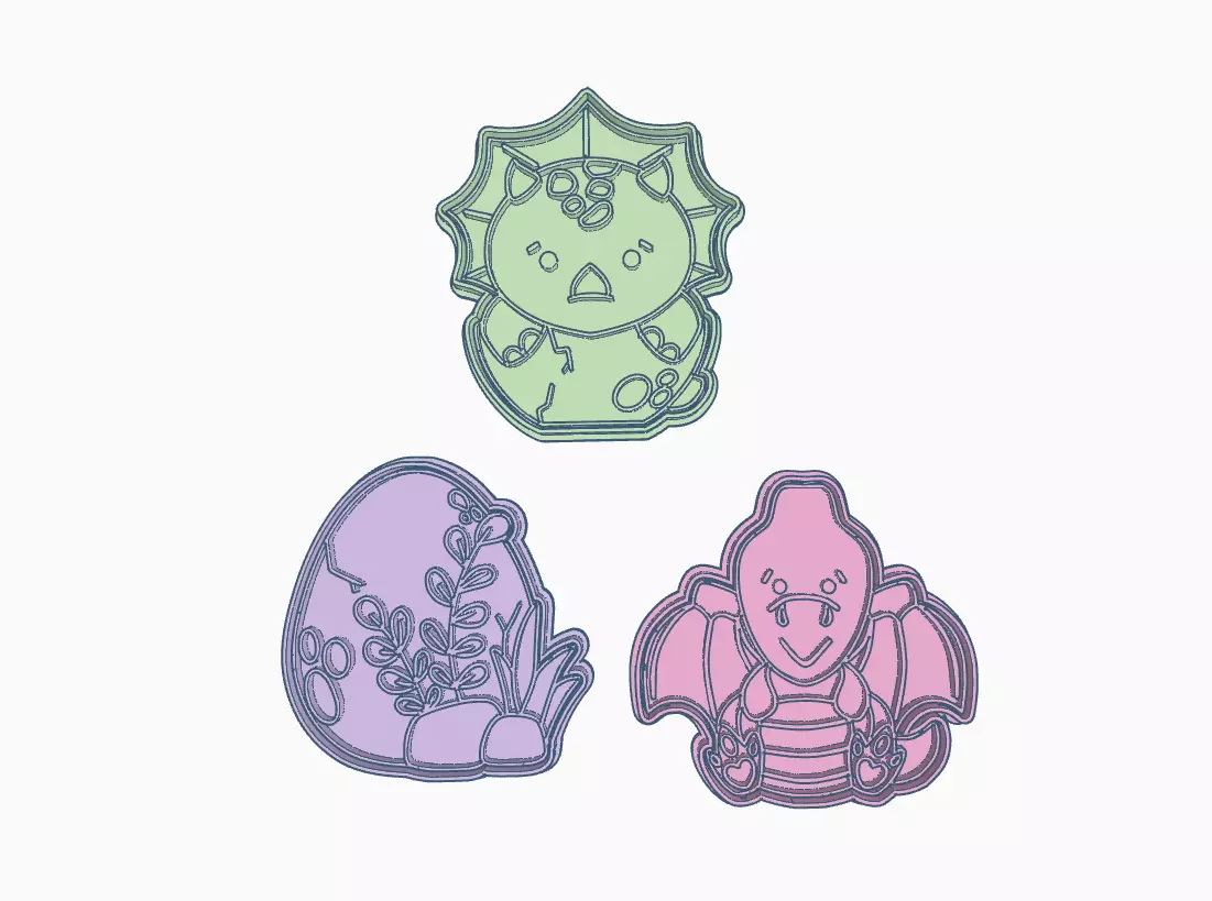 SET X 3 CORTANTES COOKIES DINOSAURIO DINO T REX JURASSIC 3D print model_0