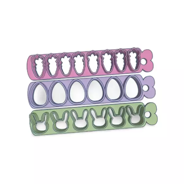 SET X 3 MULTICORTANTE REGLA PASCUAS CONEJO HUEVO SPRINKLES 3D print model_0