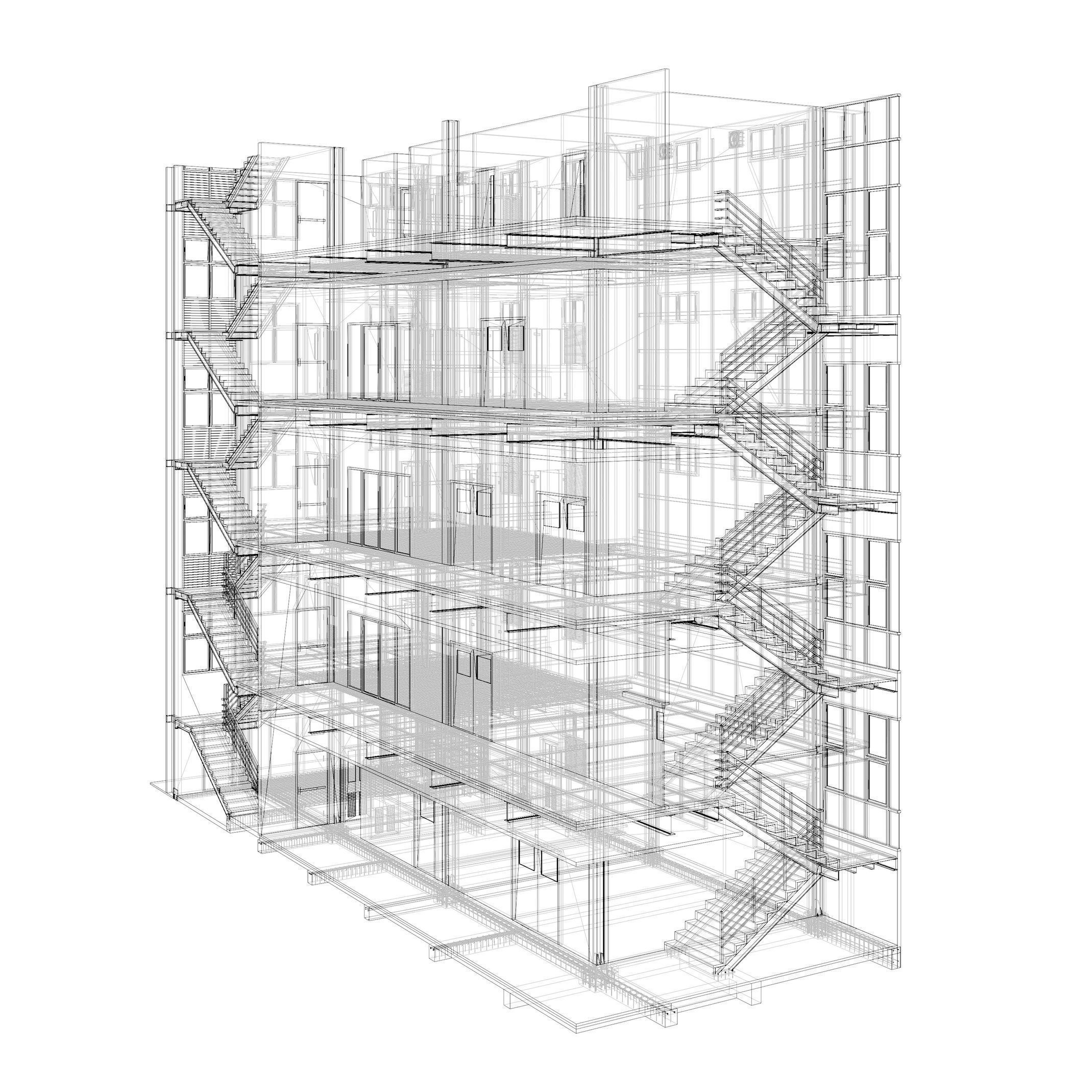 Office building in section cut 3D model_6