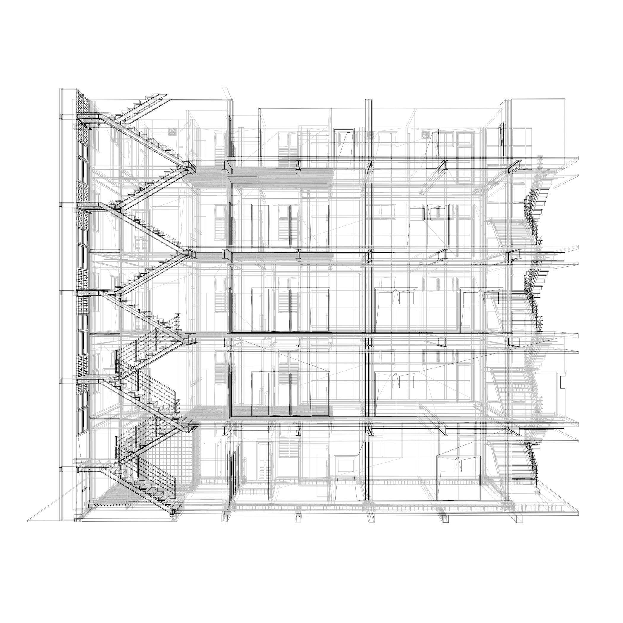 Office building in section cut 3D model_5