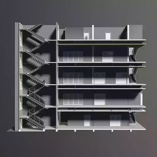 Office building in section cut 3D model