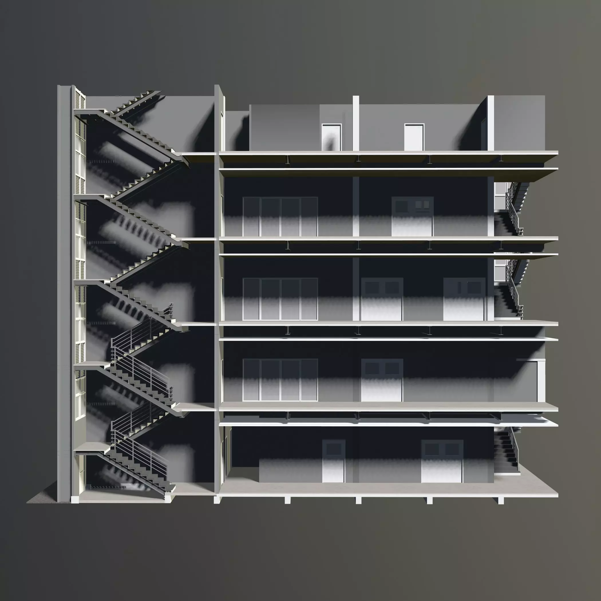Office building in section cut 3D model_0