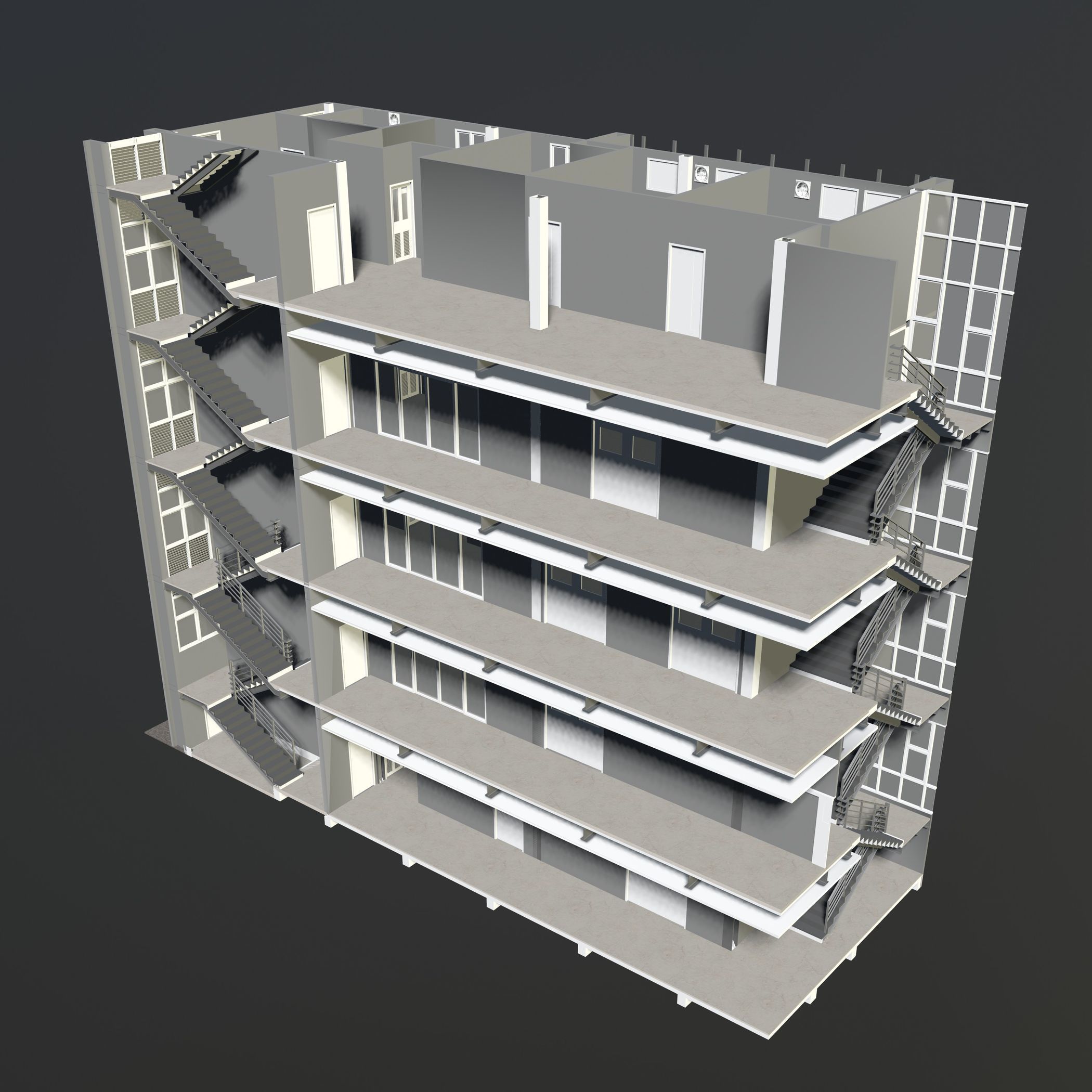 Office building in section cut 3D model_2