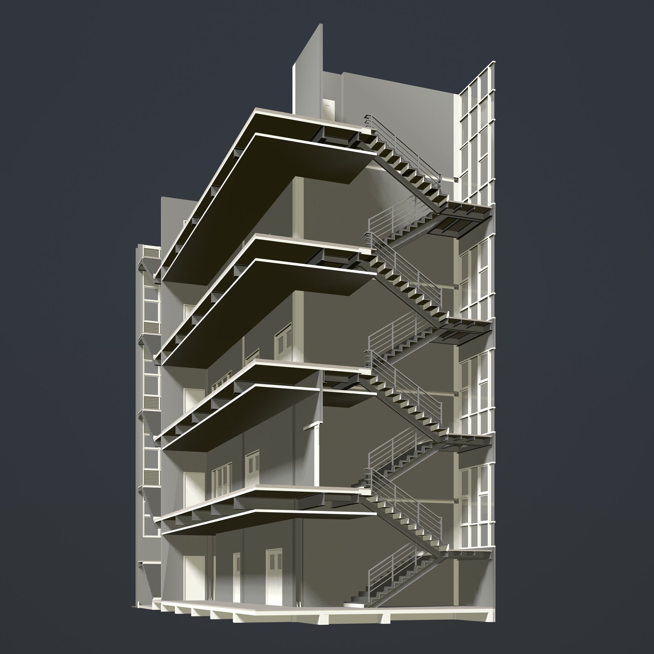 Office building in section cut 3D model_3
