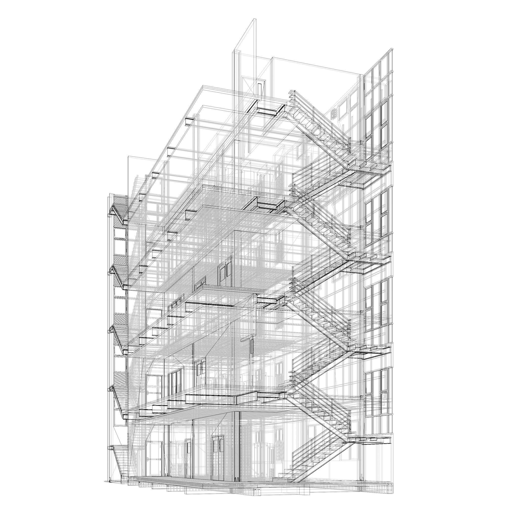 Office building in section cut 3D model_8