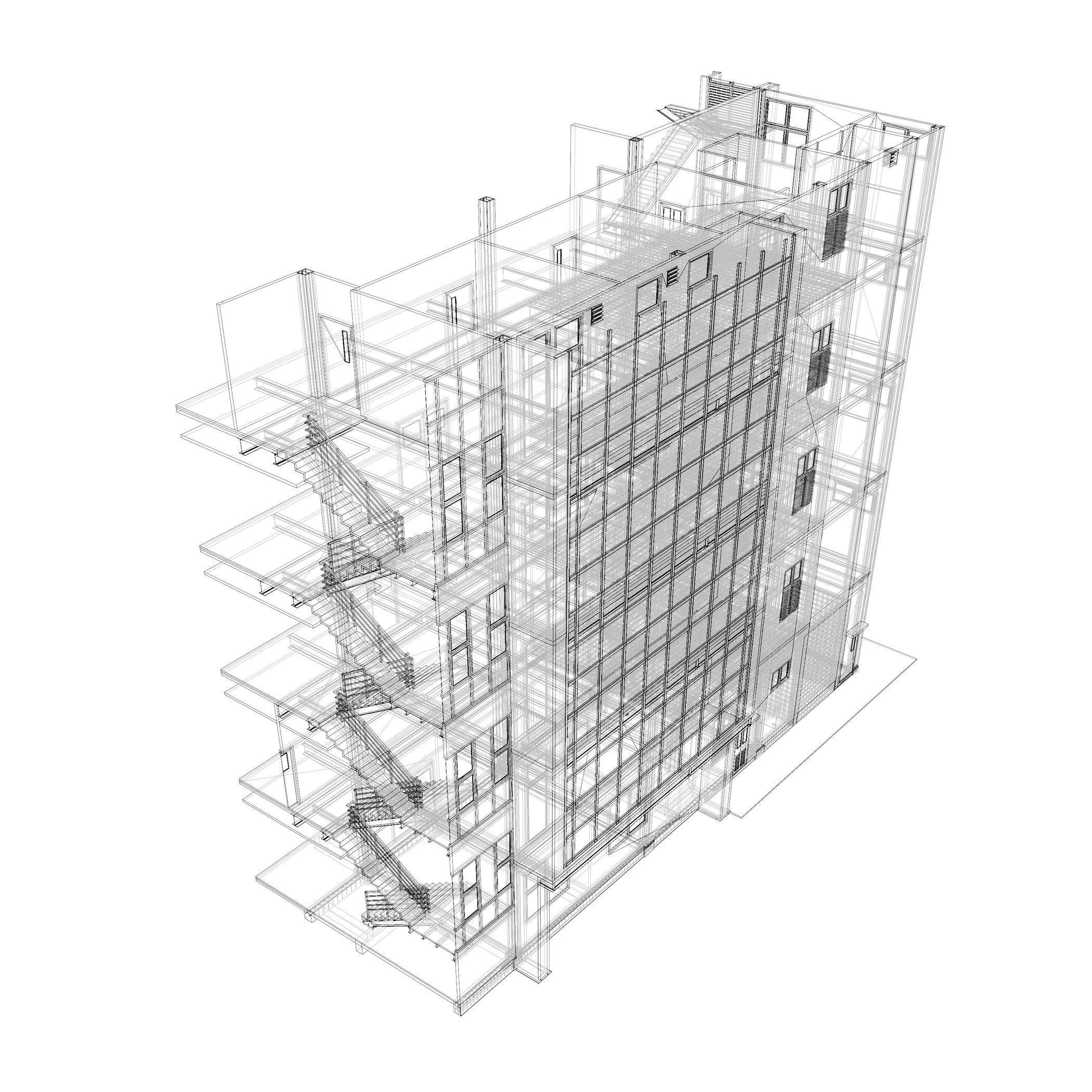 Office building in section cut 3D model_9
