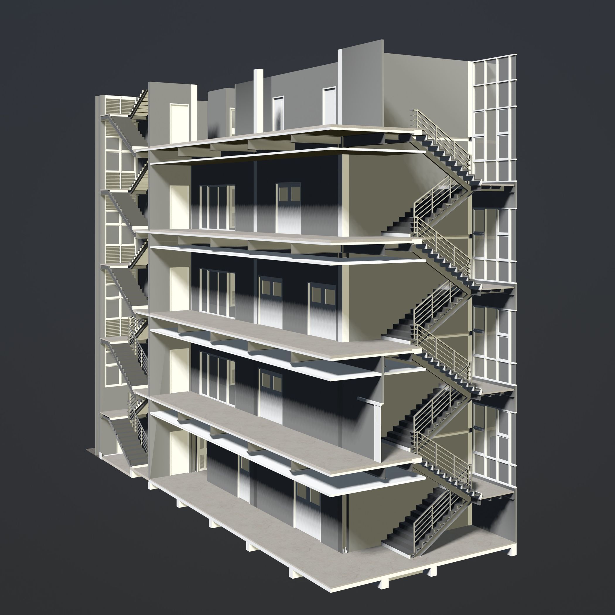 Office building in section cut 3D model_1